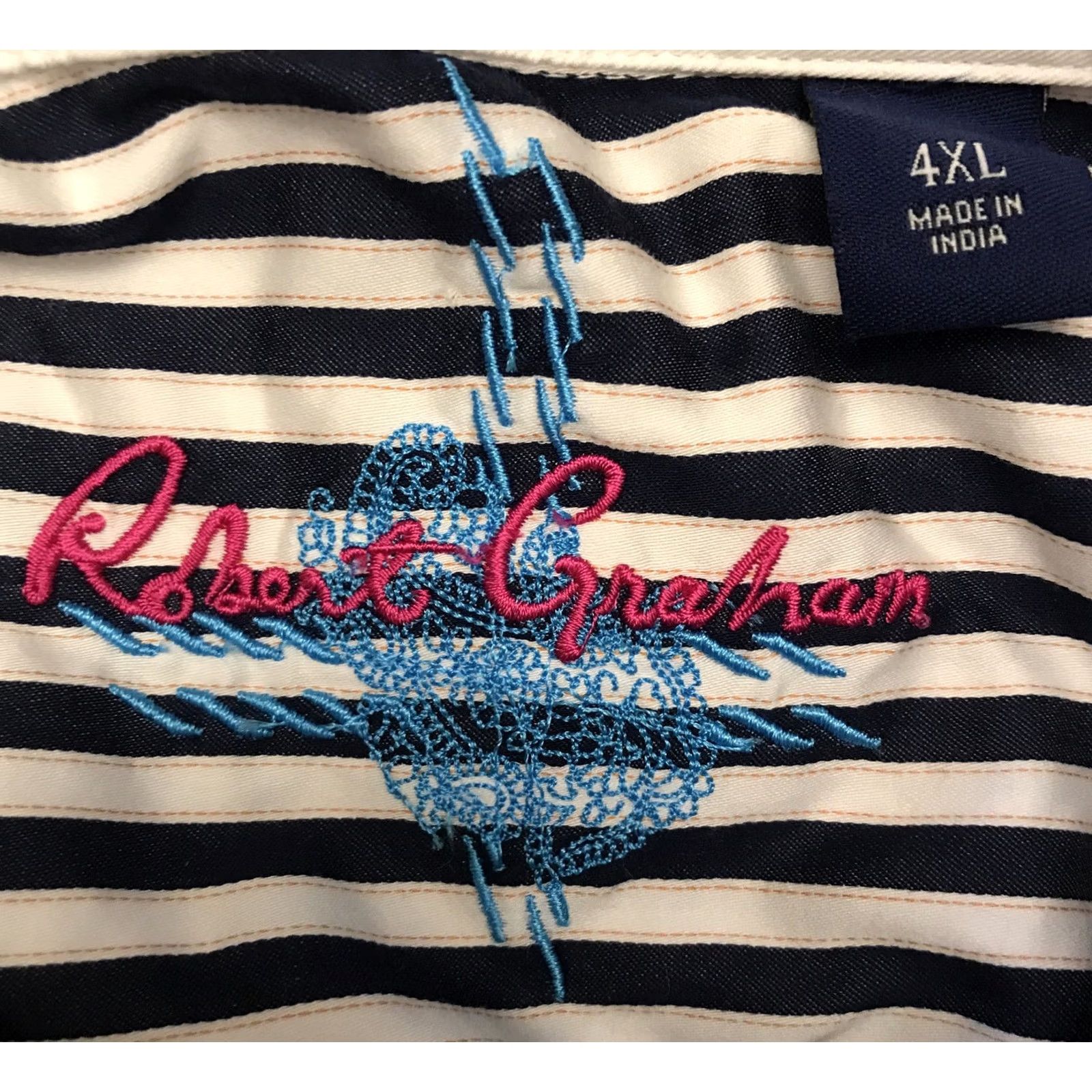 Robert Graham Robert Graham Stripe Button L/S Embroidered Cuff Men’s Sz 4XL blue white 1289 Size US XXL / EU 58 / 5 - 3 Thumbnail