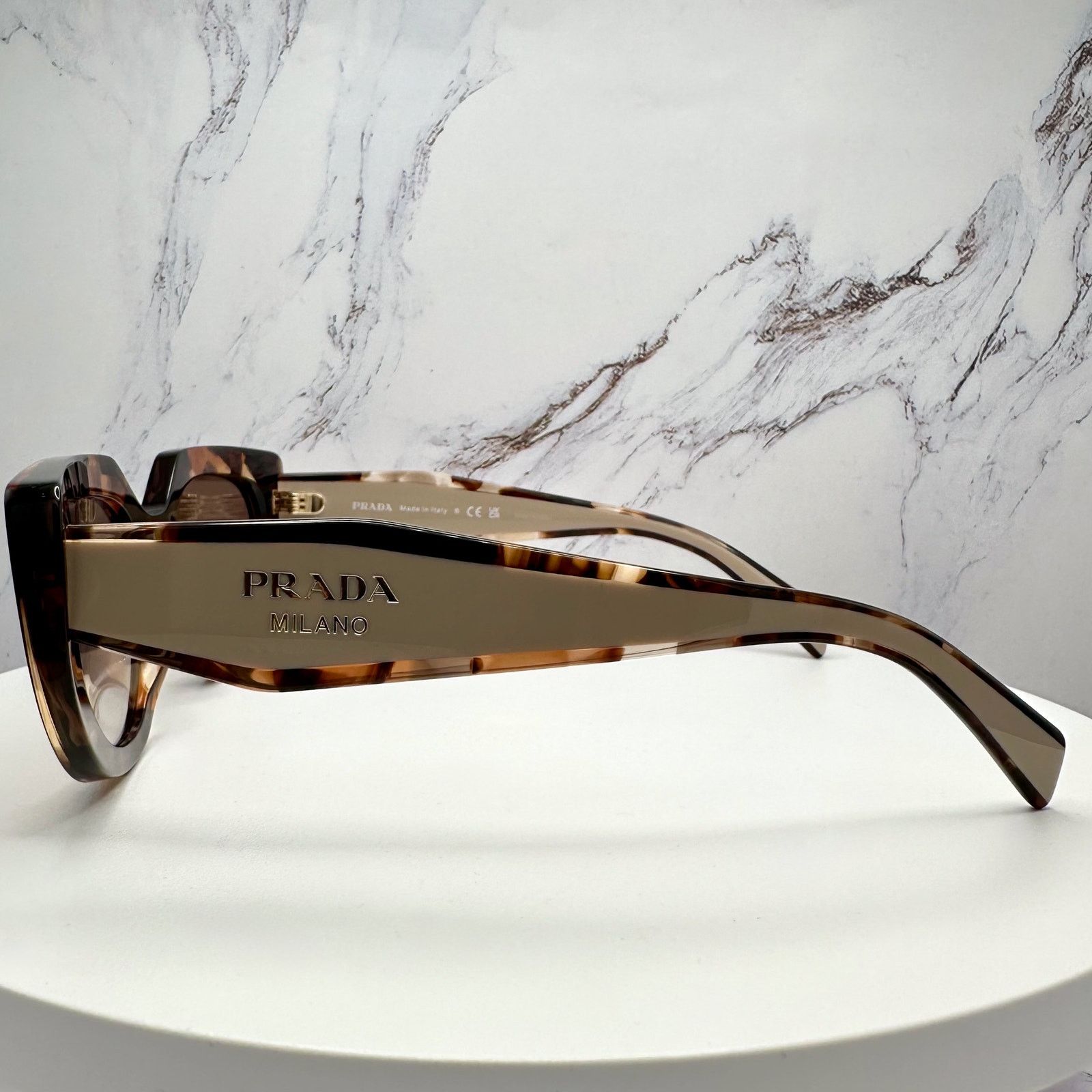 Prada PRADA Sunglasses Brown Tortoise Caramel Gold Symbole Oval Size ONE SIZE - 6 Thumbnail