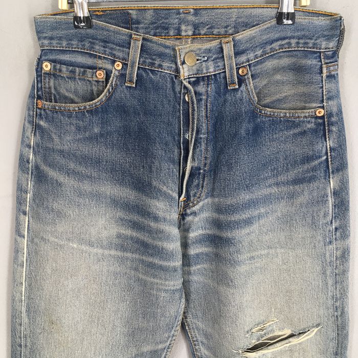 Vintage Size 27x29 90s Levis 501 Faded Ripped Denim Stone Washed | Grailed