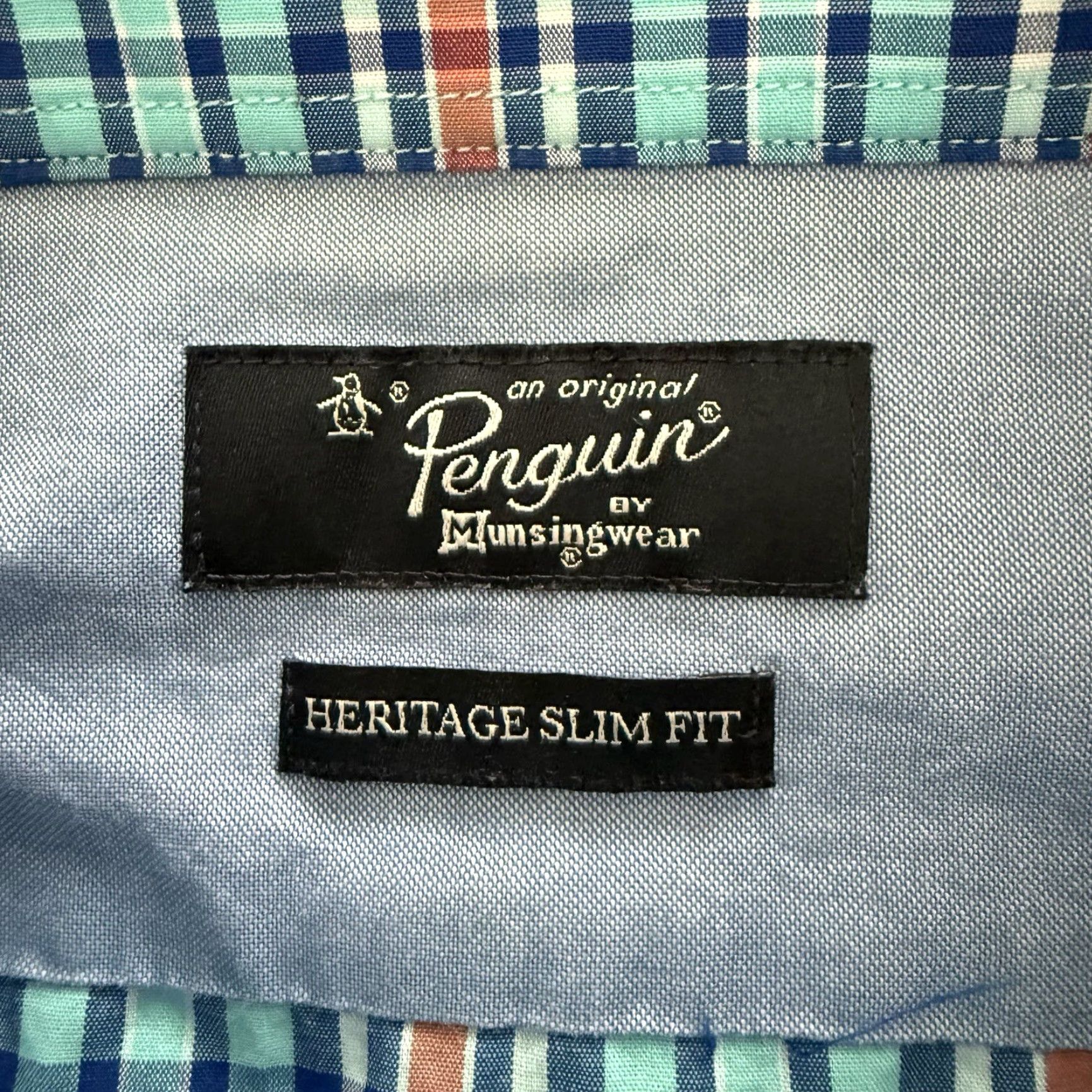 Original Penguin Original Penguin Shirt Mens 16.5 32/33 Blue Heritage Slim Fit Plaid Button Up Size US XL / EU 56 / 4 - 2 Thumbnail