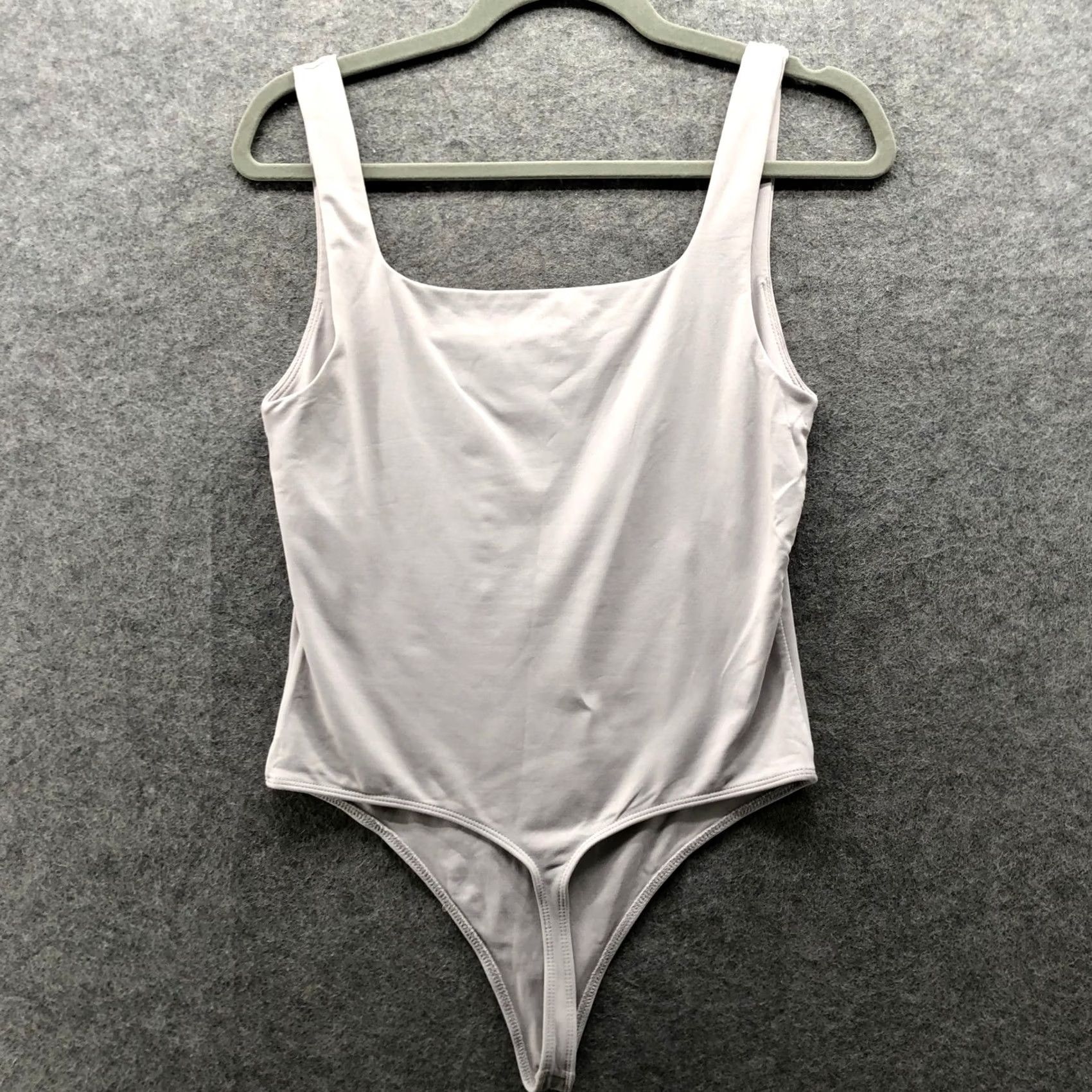 Vintage Babaton Bodysuit Womens L Gray Sleeveless Square Neck Shaping One Piece Contour Cotton? Nylon Spandex Size XL / US 12-14 / IT 48-50 - 2 Thumbnail