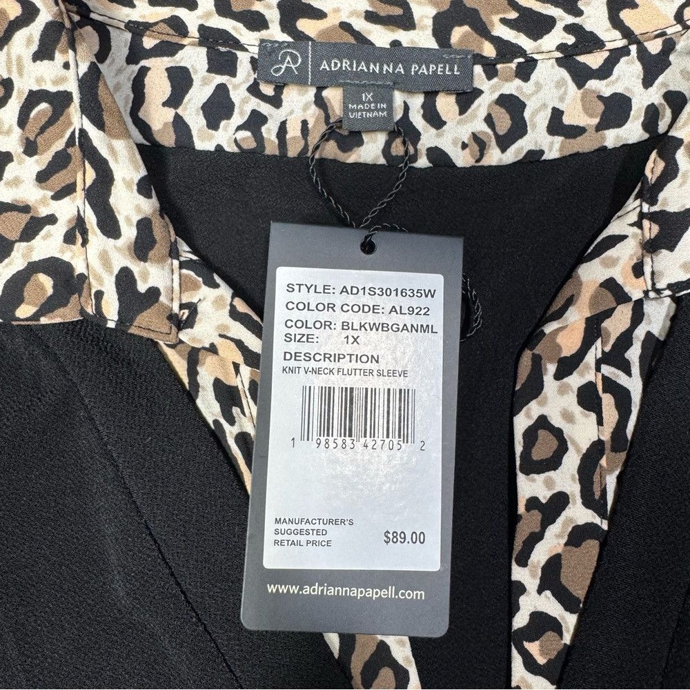 Adrianna Papell NWT New $89 Adrianna Papell V-Neck Flutter Sleeve Black ani Size XL / US 12-14 / IT 48-50 - 6 Thumbnail