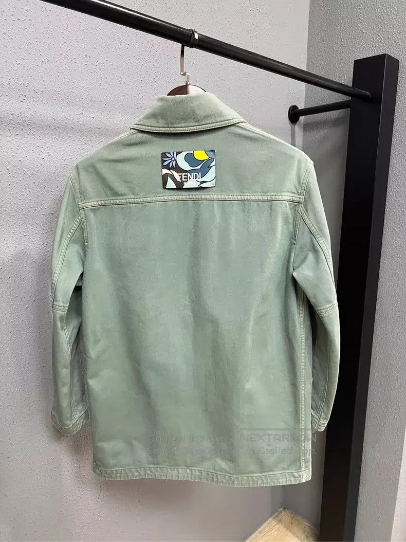 Fendi Fendi Distressed leather patch denim jacket Size 4XL / US 24-26 - 2 Thumbnail
