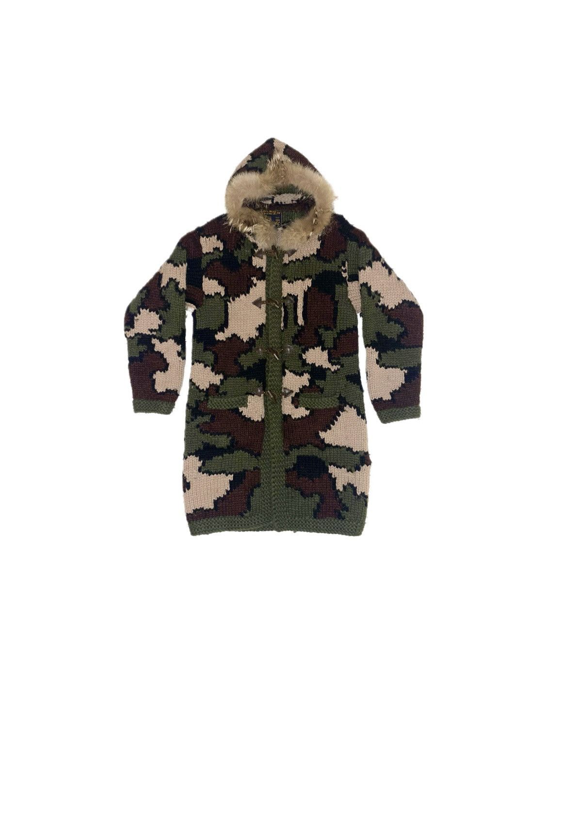 image of Woolrich John Rich Bros Woolrich Y2K Wool Big Knit Duffle Coat M in Green, Women's (Size Medium)