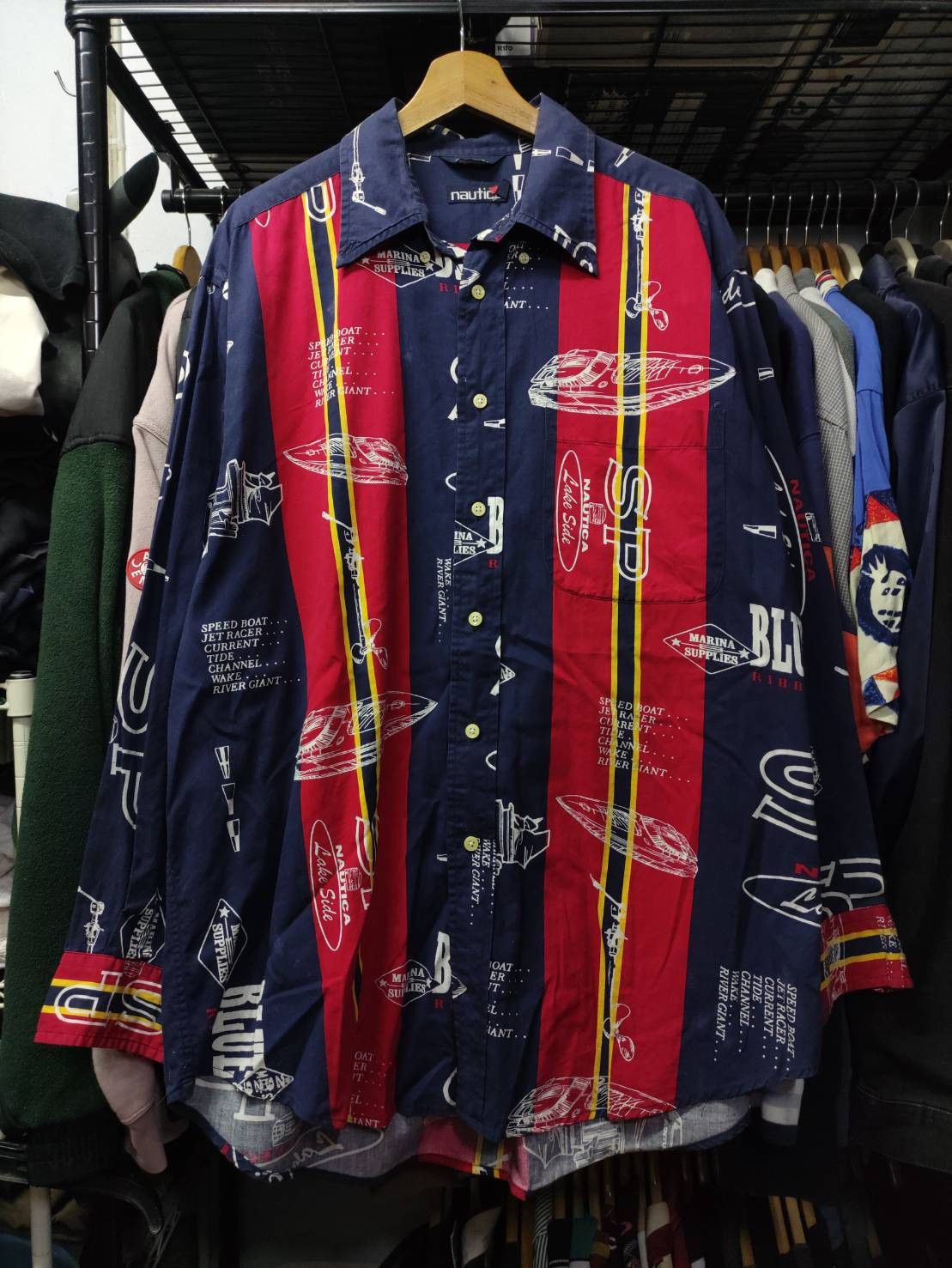 Nautica Vtg 90's Nautica Lake Side Speed Boat All Over Print Shirt Size US L / EU 52-54 / 3 - 1 Thumbnail