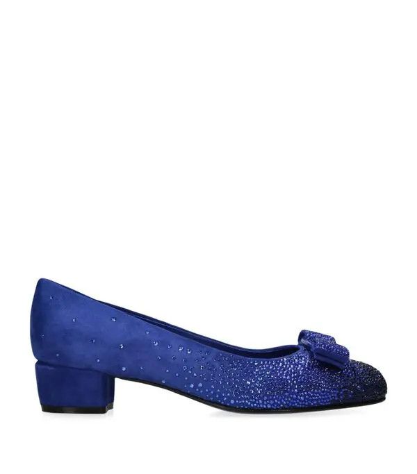 Salvatore Ferragamo o1s1rm1224 Vara Bow Embellished Pumps in Blue Size US 5.5 / IT 35.5 - 1 Thumbnail