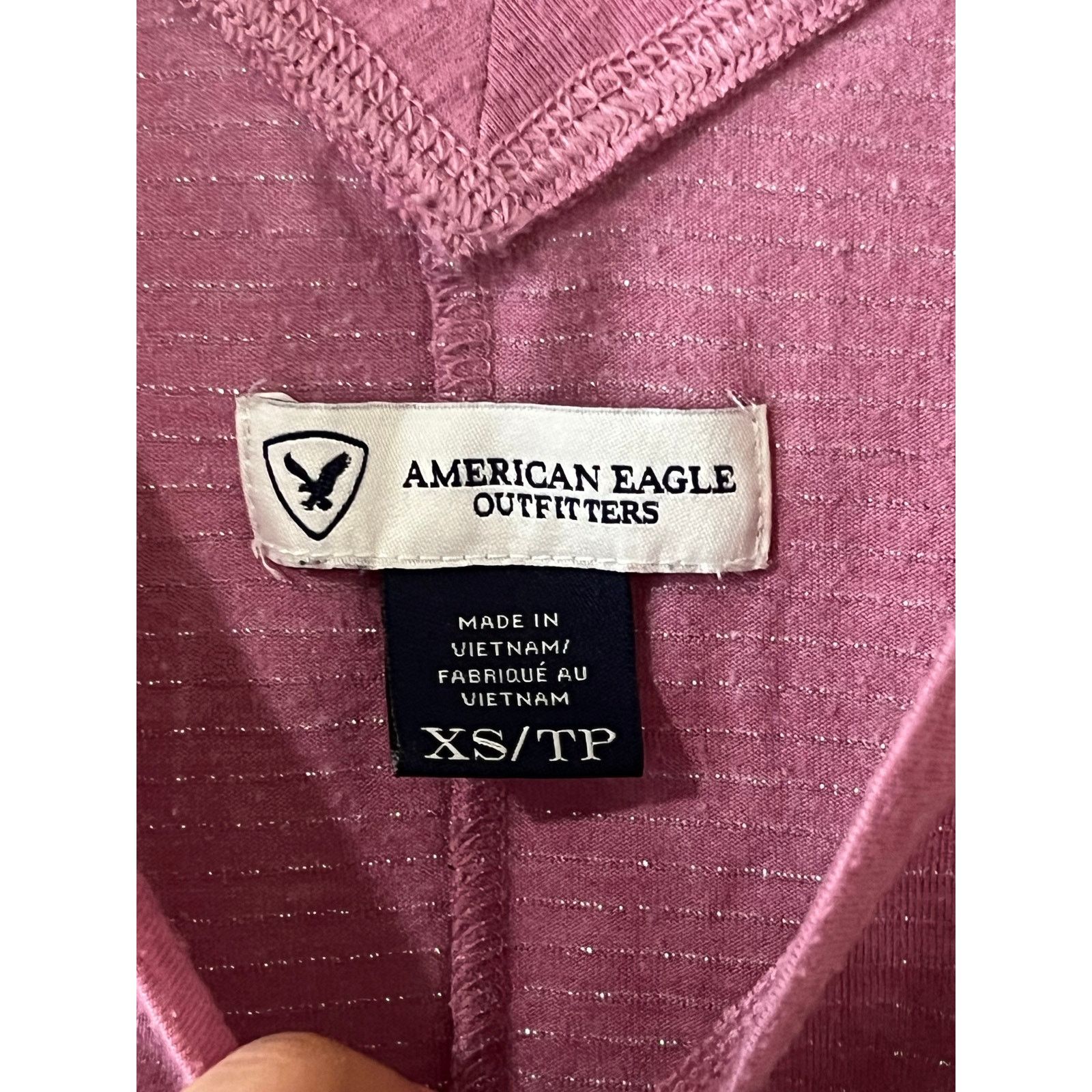 American Eagle Outfitters Light Thin Shirt Pink XS V-Neck silver trim Striped Size XS / US 0-2 / IT 36-38 - 4 Thumbnail