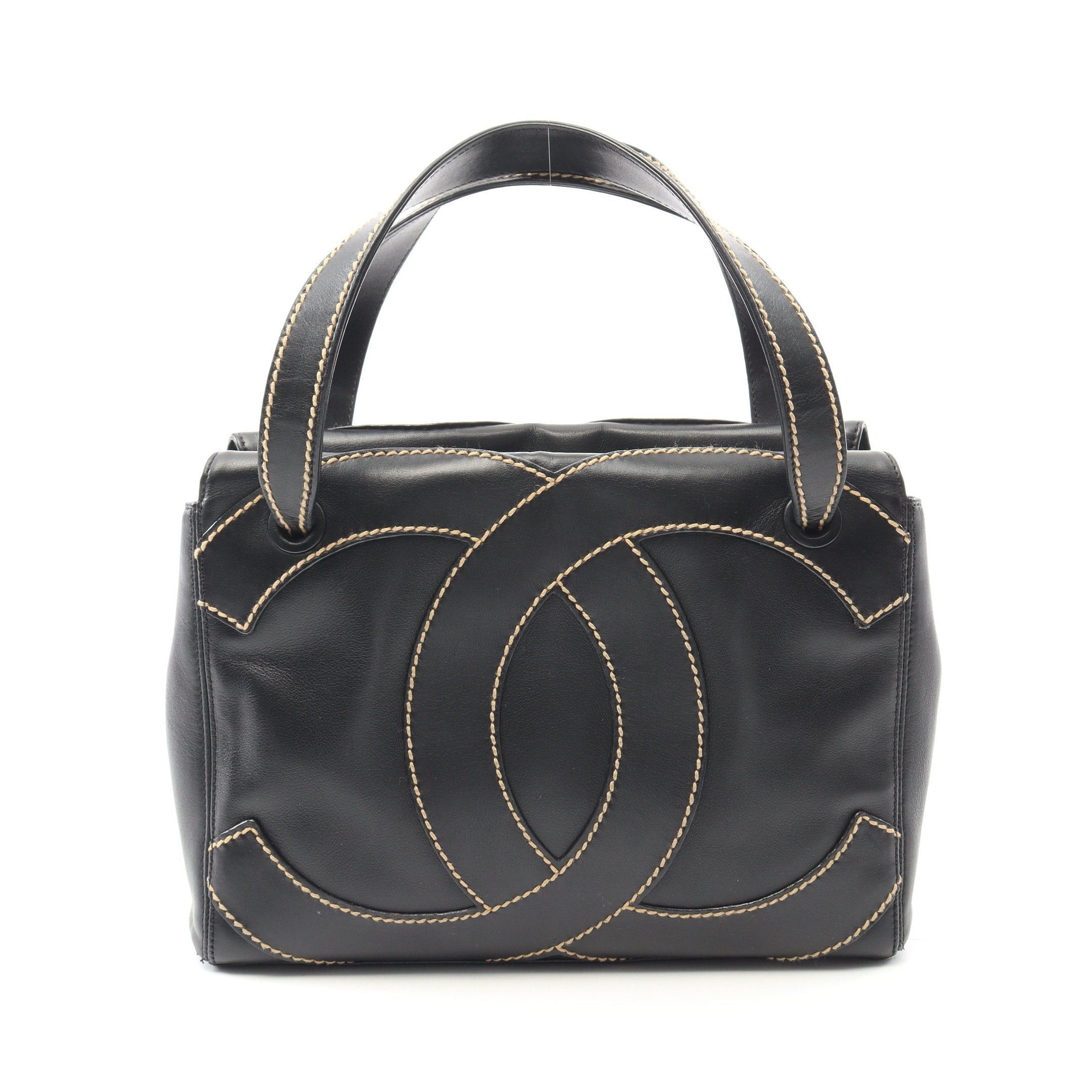 Chanel Chanel Big Coco Mark Wild Stitch Handbag Leather Black Gold Hardware Size ONE SIZE - 1 Thumbnail