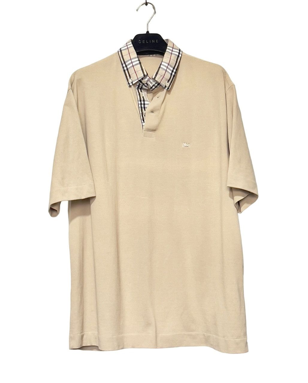 image of Burberry Short Sleeve Tshirt Polo Novachecj Collar Size XL in Beige, Men's