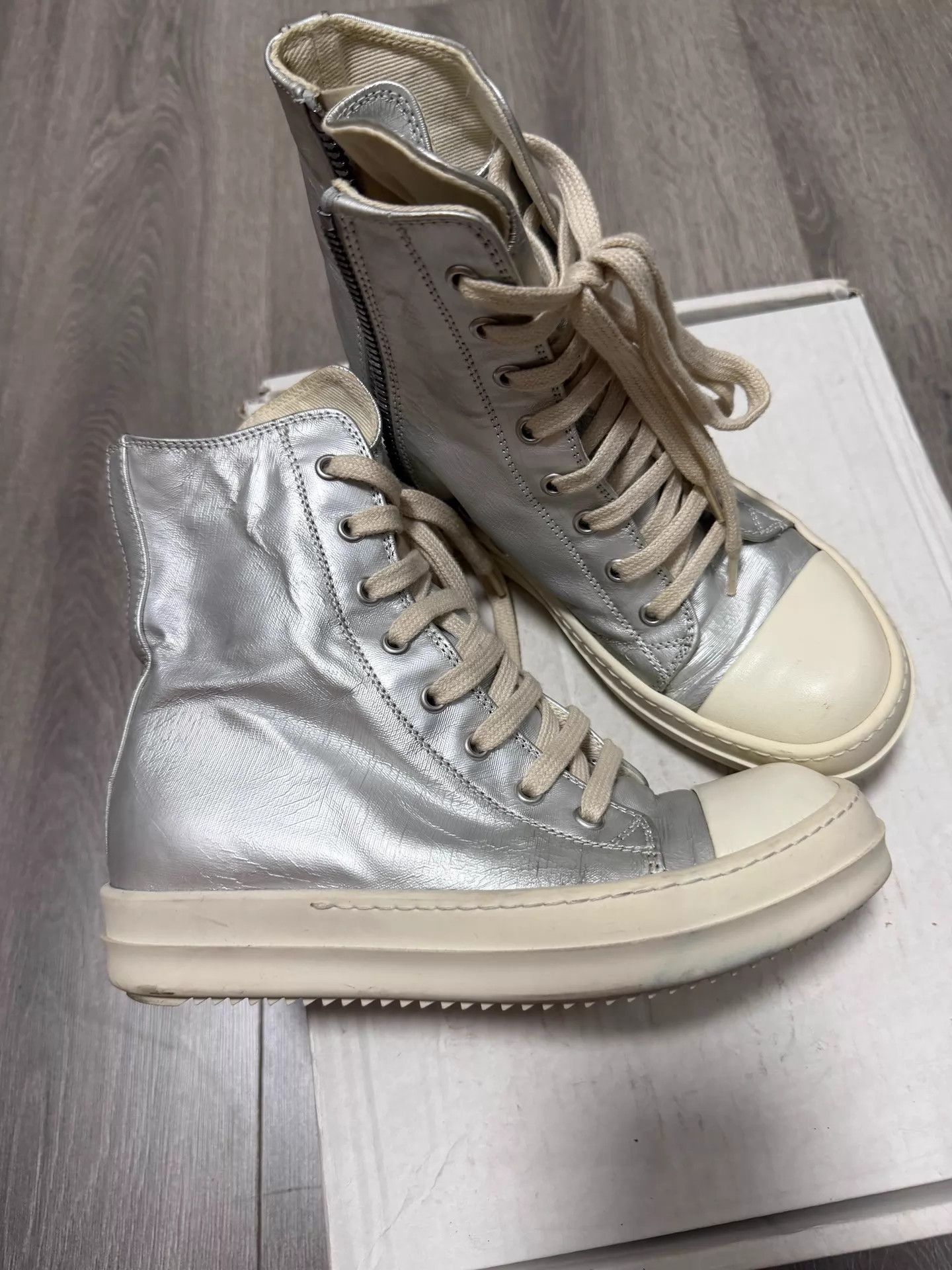Rick Owens Rick Owens Silver High Top 35 Size US 4.5 / IT 34.5 - 2 Thumbnail