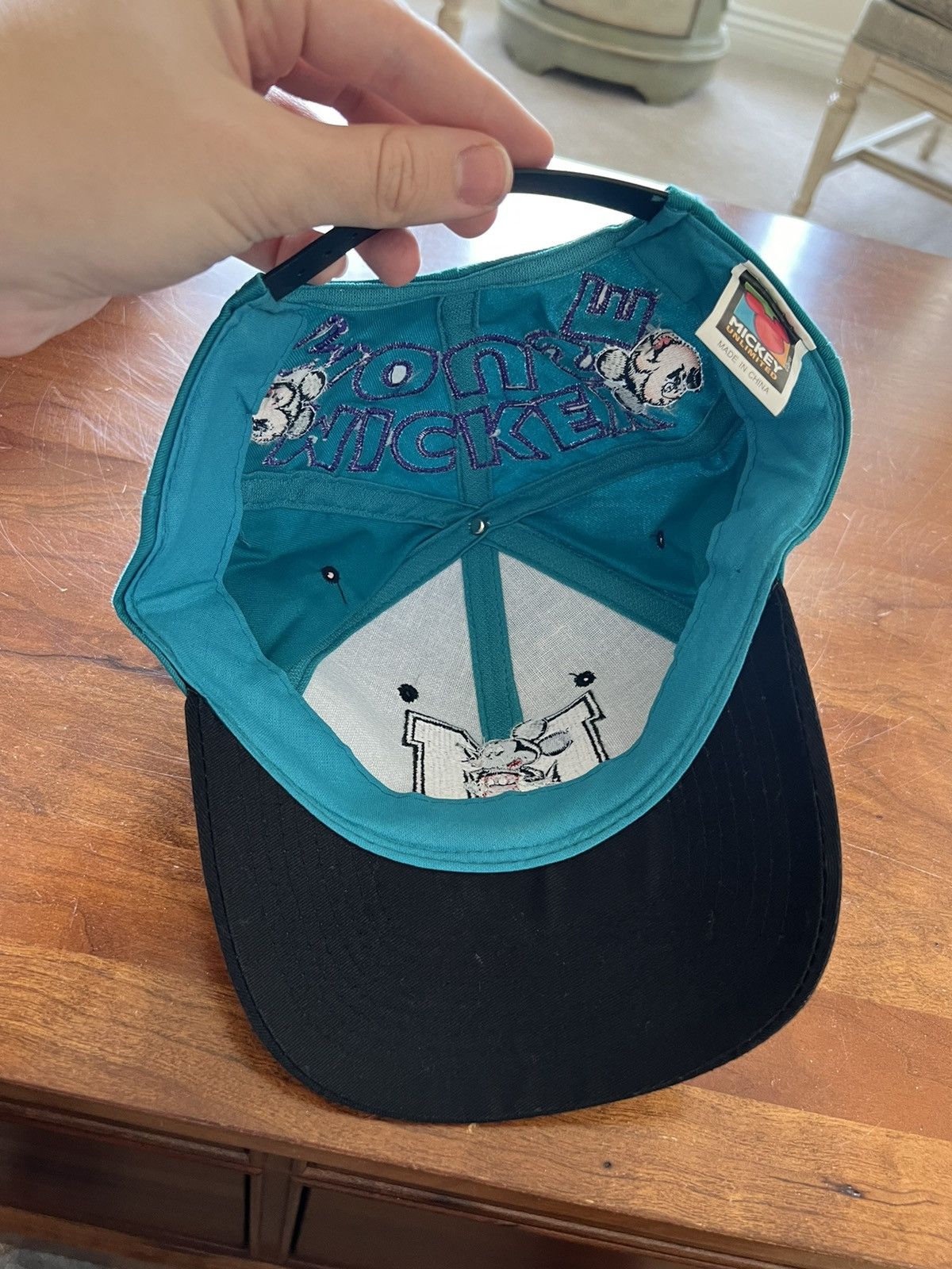 Vintage Mickey Mouse Embroidered Pinstripe Vintage Snap Back Hat Size ONE SIZE - 3 Thumbnail