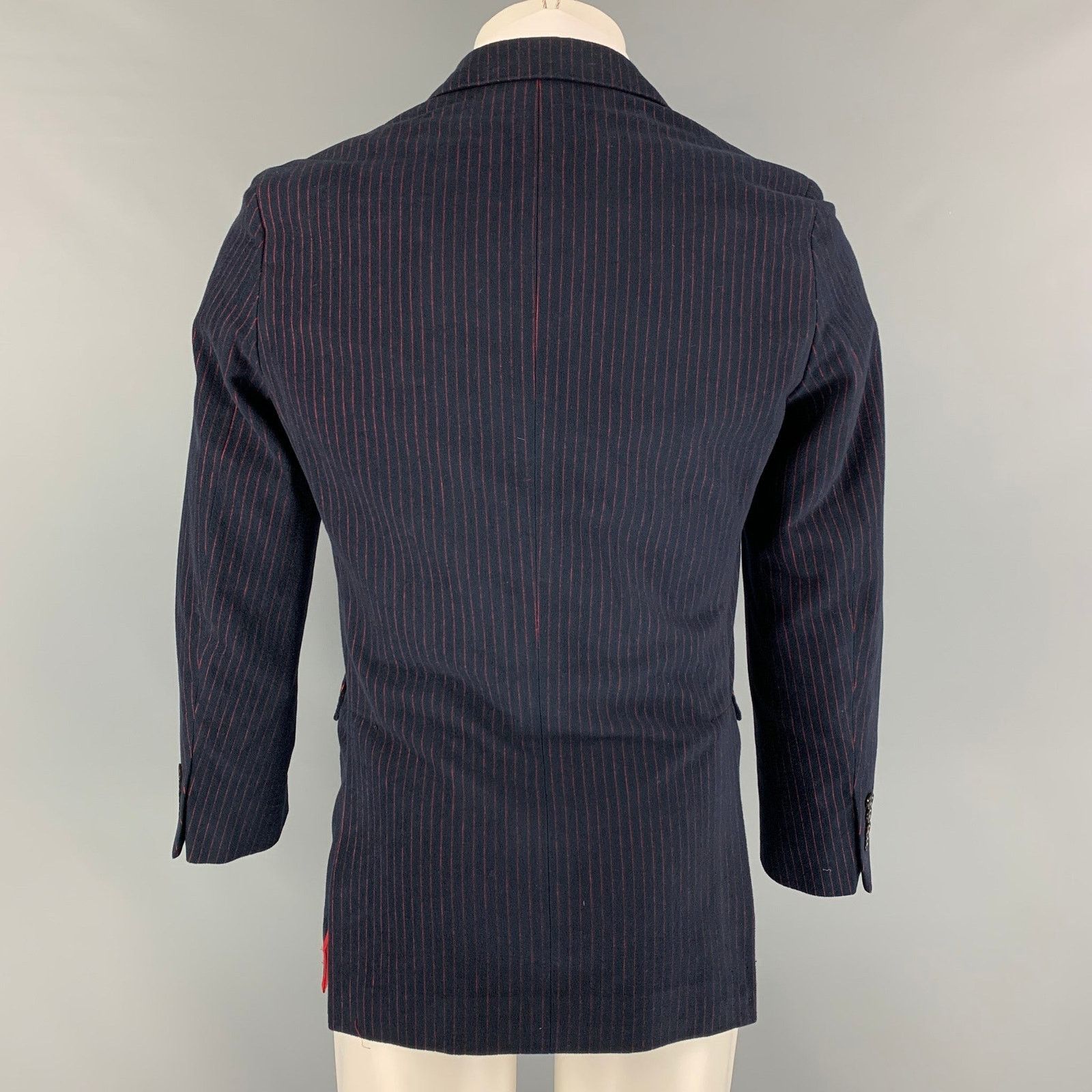 Brooks Brothers BROOKS BROTHERS Size 36 Navy Red Pinstripe Cotton Sport Coat Size 36R - 3 Thumbnail