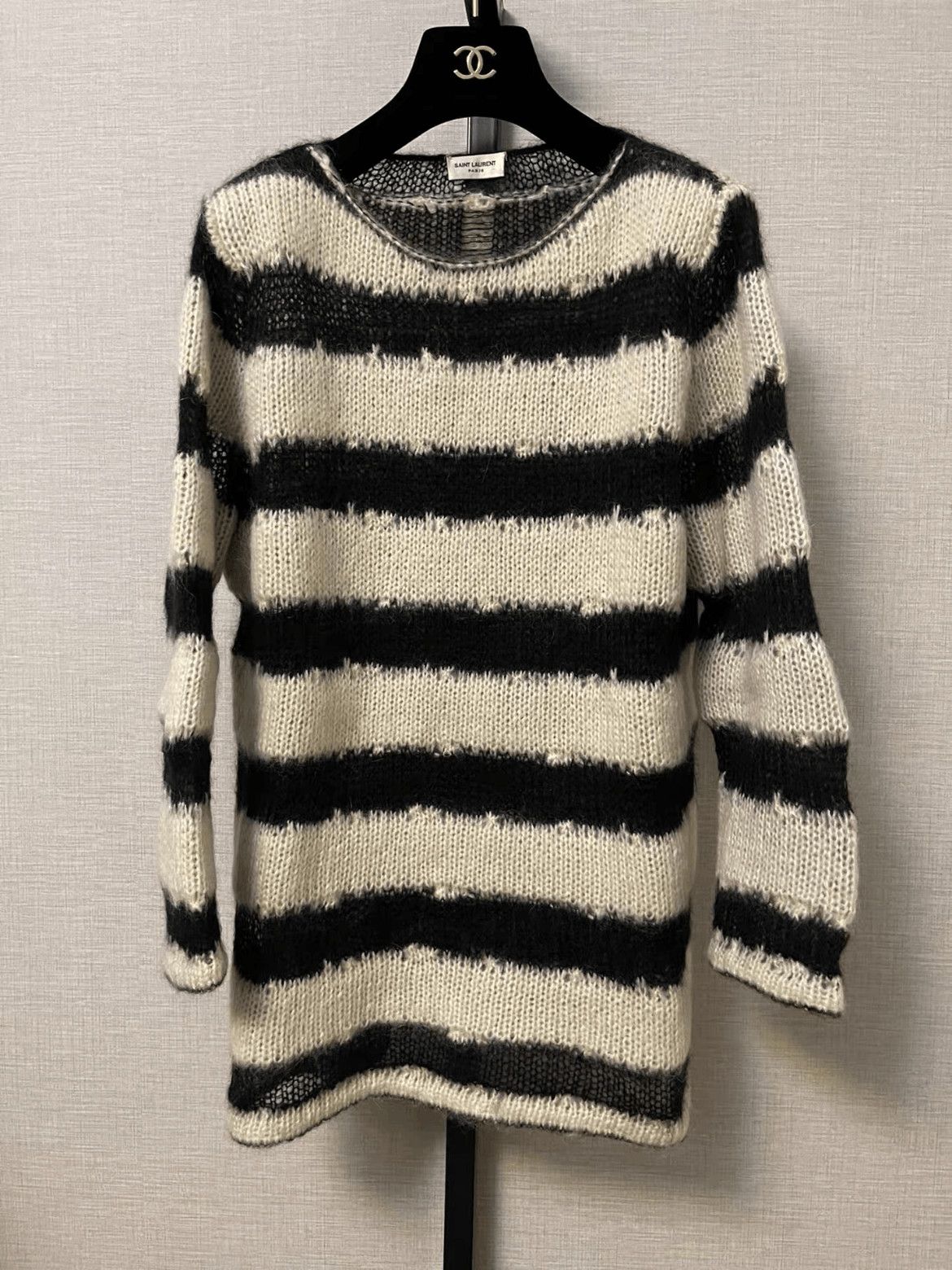 Saint Laurent Paris Saint Laurent Paris 13AW Mohair Stripe OS Knitwear Size US XS / EU 42 / 0 - 1 Thumbnail