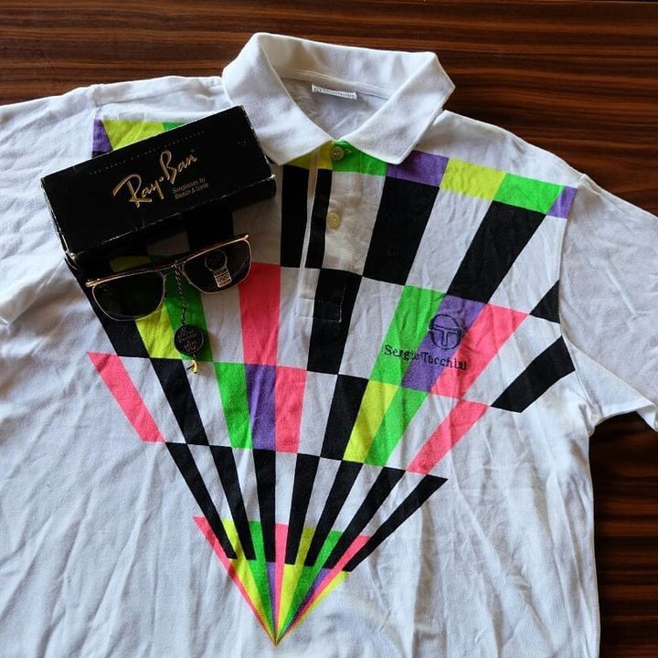 Sergio Tacchini × Vintage Vintage Sergio Tacchini 80s scene Polo Shirt Disco Size US M / EU 48-50 / 2 - 1 Thumbnail