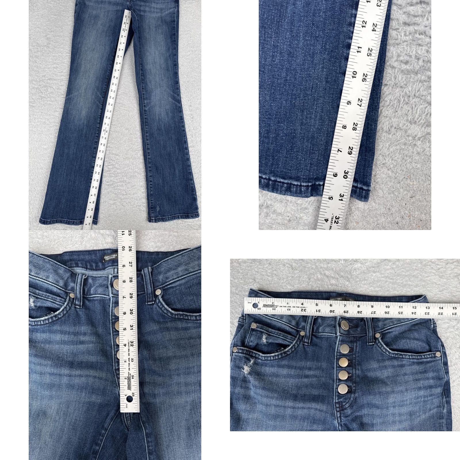 Vintage Simply Vera Vera Wang Jeans Womens 2 Blue Mid Rise Button Fly Distressed Bootcut Size 26" / US 2 / IT 38 - 8 Thumbnail