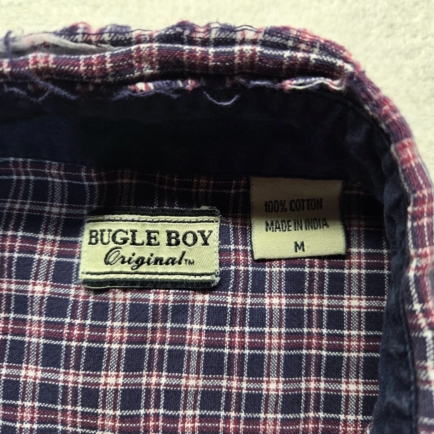 Bugle Boy Bugle Boy Dress Shirt Men Adult M Medium Blue Purple Checkered Regular Fit Shirt Size 40R - 3 Thumbnail