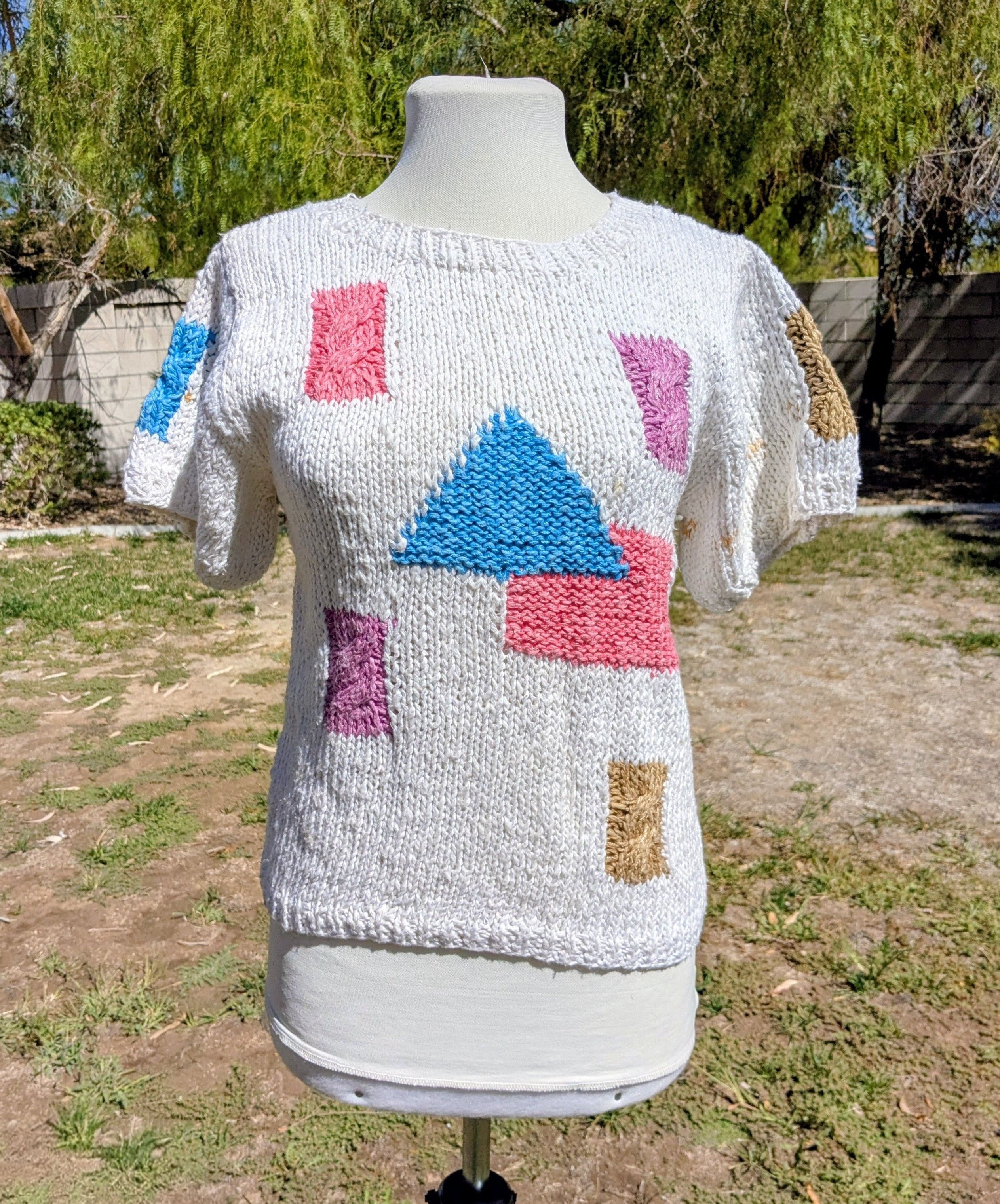 Other 1980s The Eagle's Eye Petite Knit Geometric Shapes Sweater Size S / US 4 / IT 40 - 1 Thumbnail