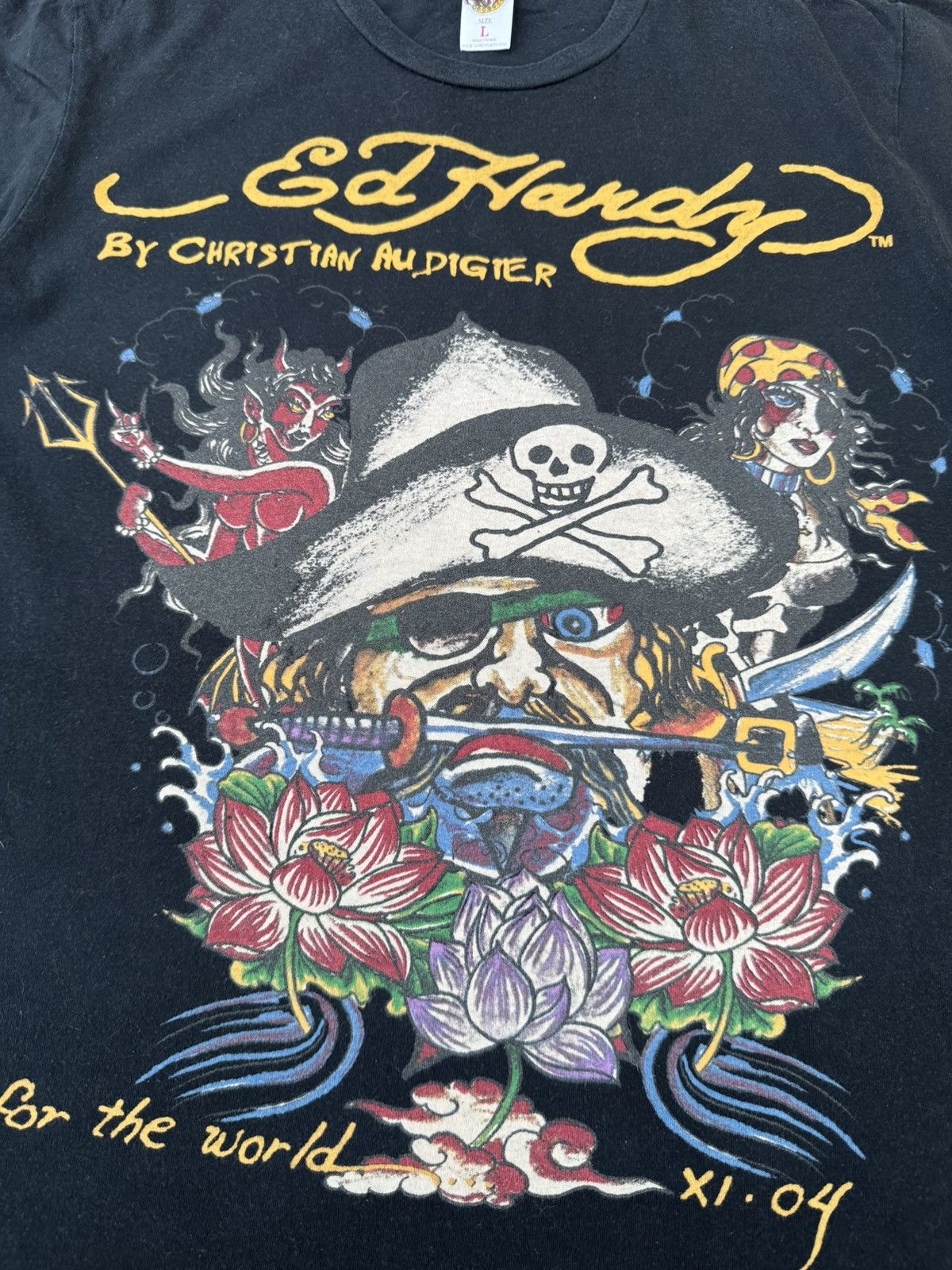 Christian Audigier Vintage Ed Hardy By Christian Audigier Demon Pirate T-Shirt Size US L / EU 52-54 / 3 - 5 Thumbnail