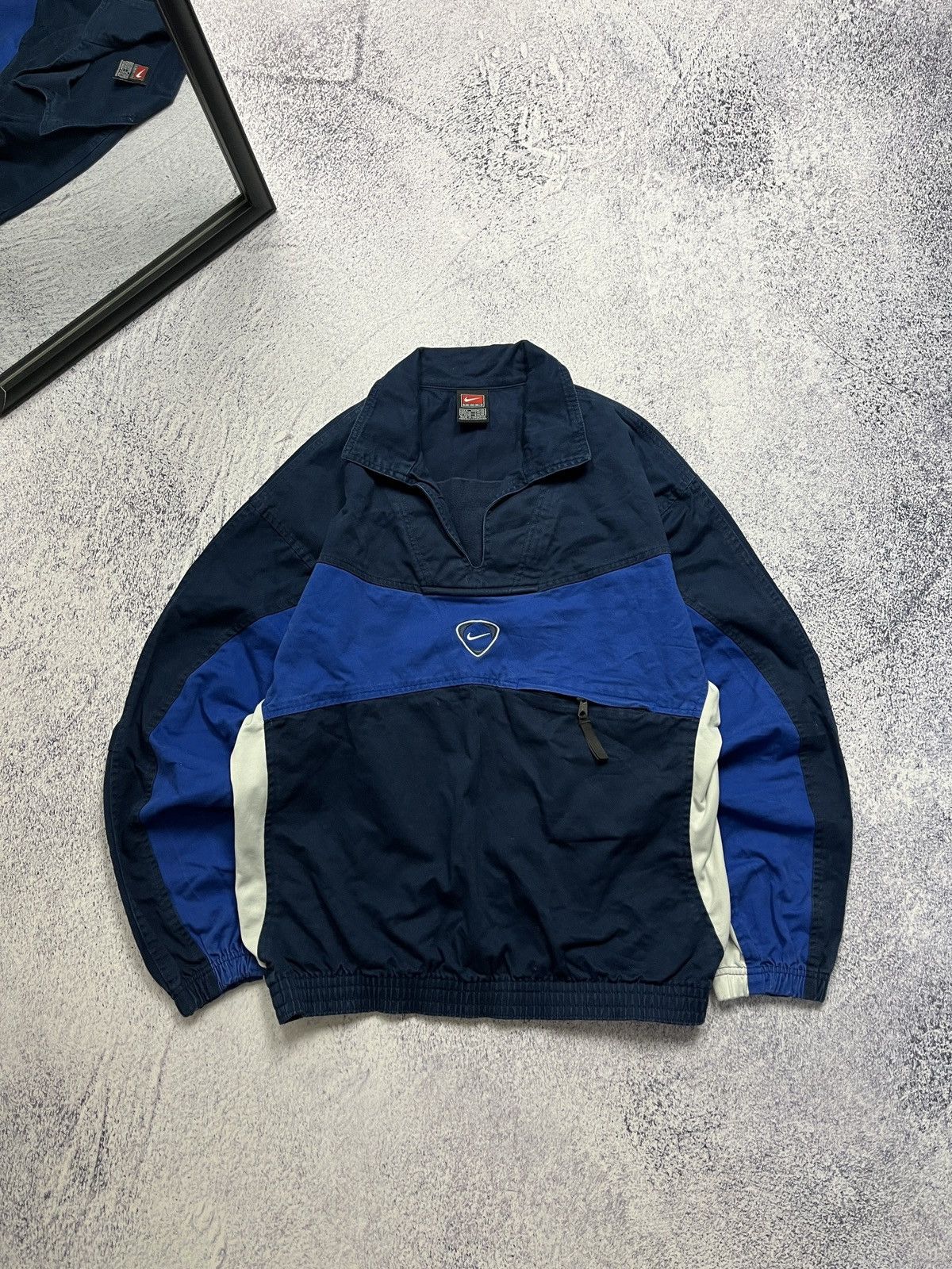 Nike × Vintage Nike Vintage Center Swoosh Drill Anorak Cotton Jacket 90’s Size US S / EU 44-46 / 1 - 1 Thumbnail