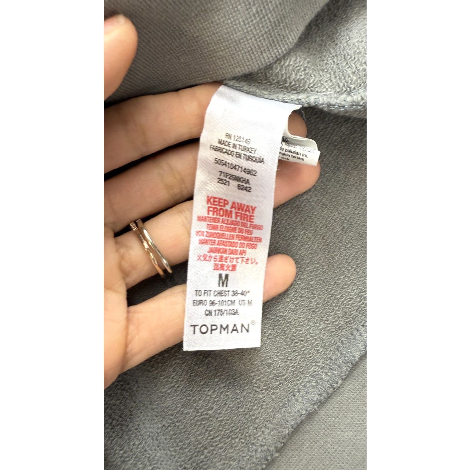 Topman Topman Hoodie Mens Medium Gray Distressed Pullover 100% Cotton Grunge Streetwear Size US M / EU 48-50 / 2 - 5 Thumbnail