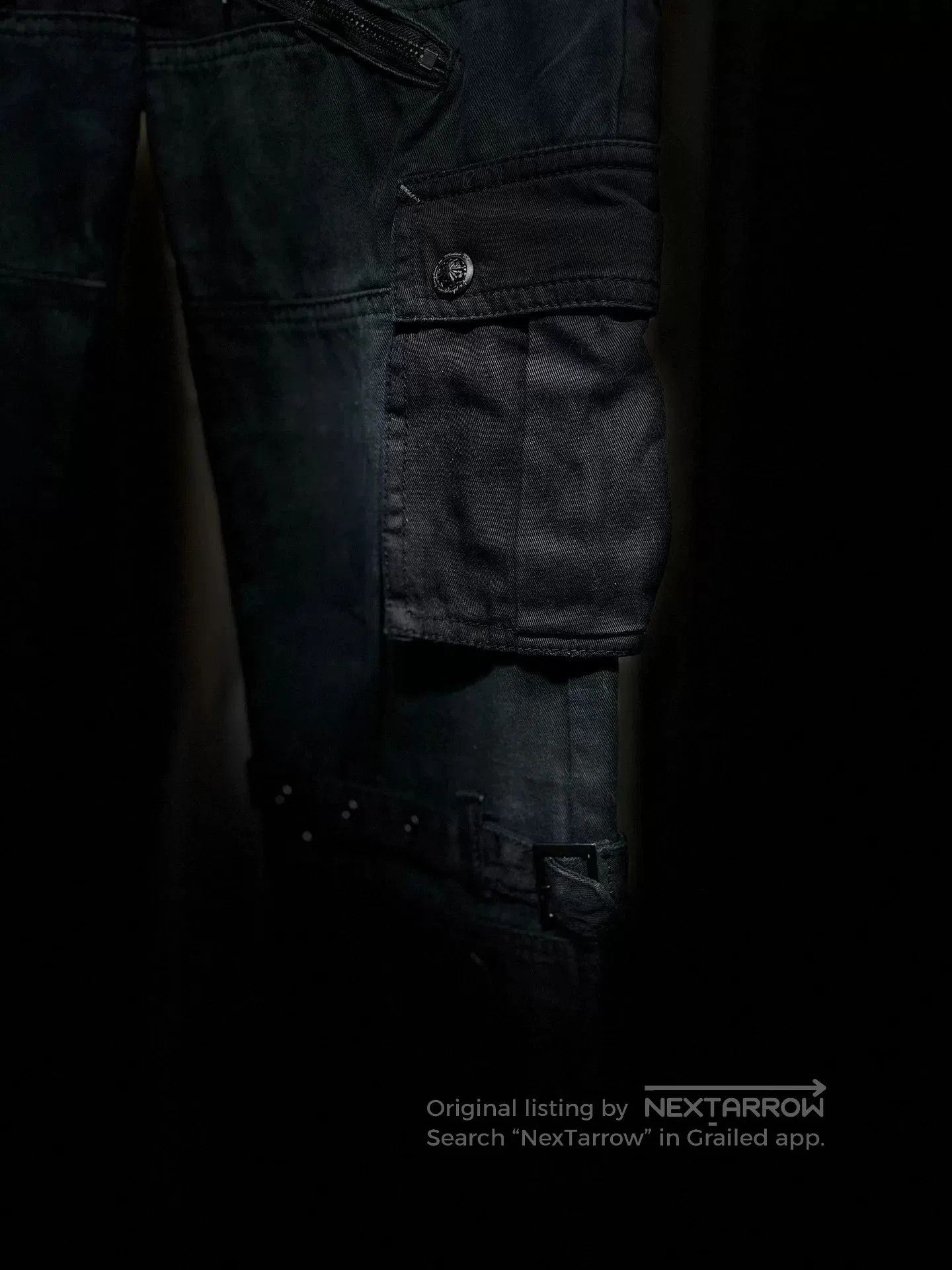 MIDNIGHT RODEO dark avant-garde cargo pants with zippers. Size US 32 / EU 48 - 7 Thumbnail