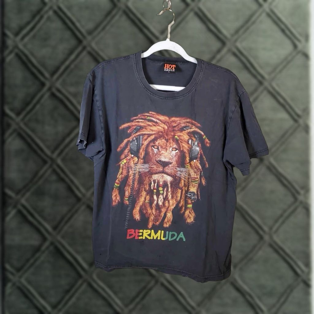 Vintage VINTAGE Hot Eagle T-Shirt Double-Sided Rasta Lion Black Large L 90s Y2K Men Shirt Size US L / EU 52-54 / 3 - 1 Thumbnail