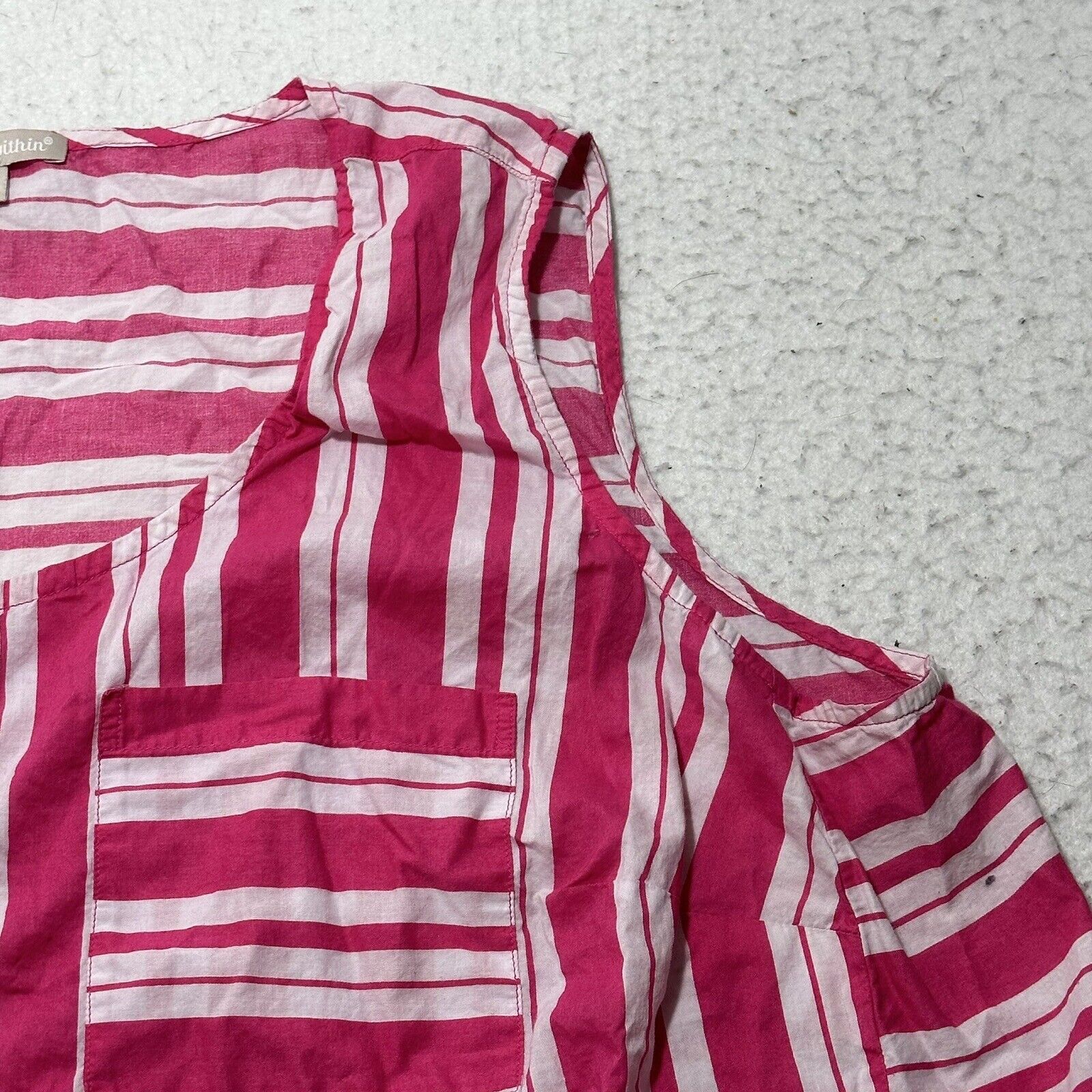 Other Woman Within 1X Sleeveless Pink Stripe Blouse Button Top Size XL / US 12-14 / IT 48-50 - 3 Thumbnail