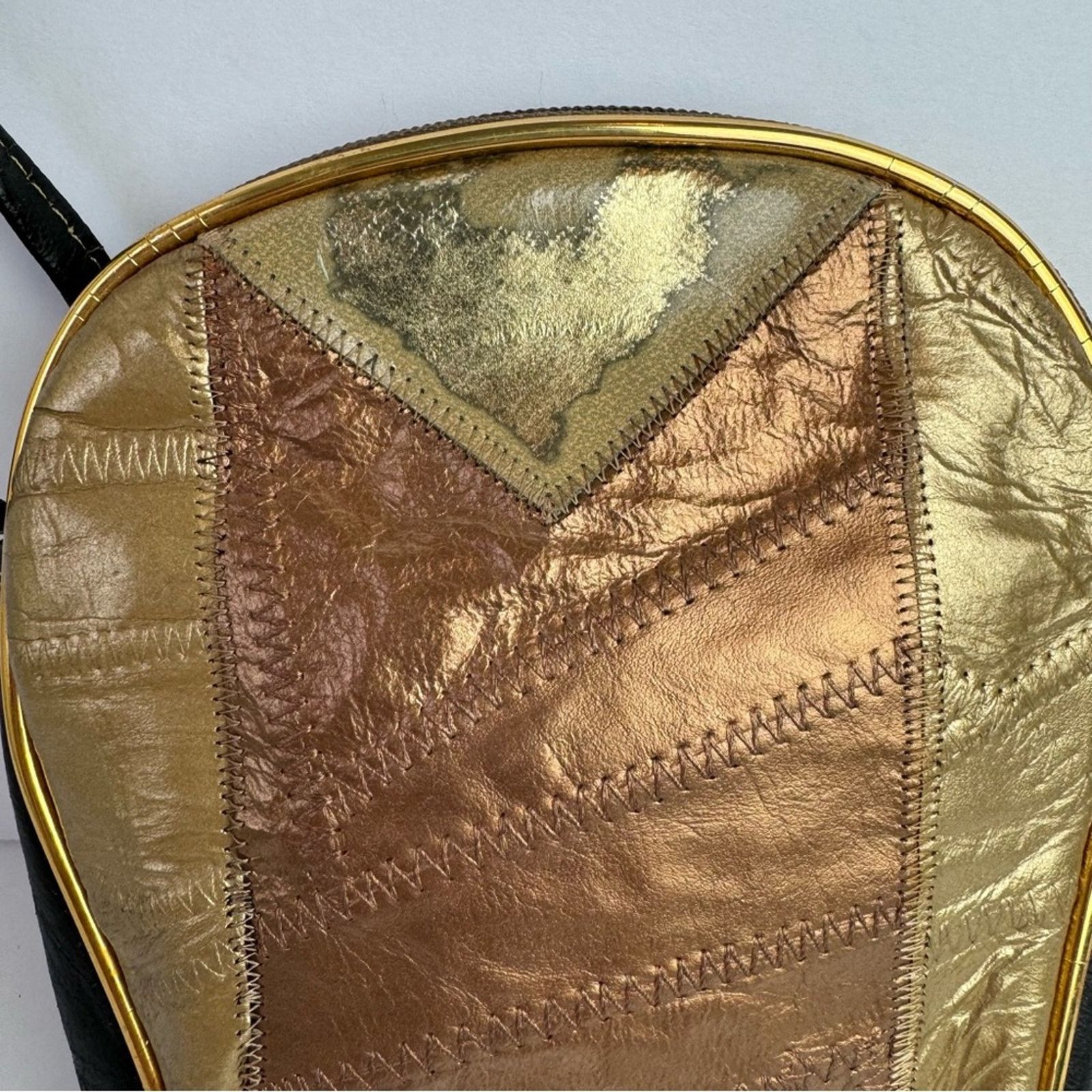 Vintage Vintage Gold Bronze Metallic Patchwork Mini Crossbody 5x8 Size ONE SIZE - 14 Thumbnail