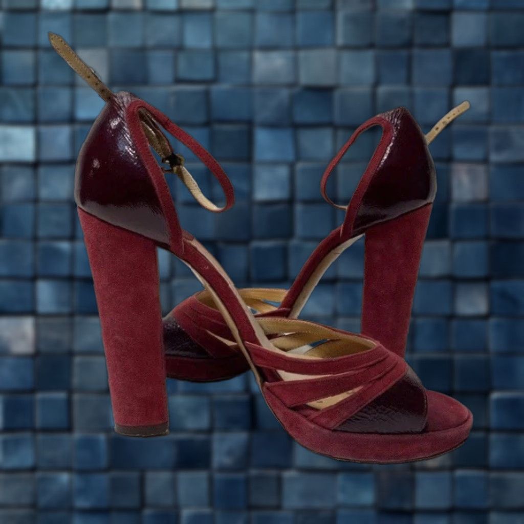 Vintage Chloé Women Red Suede Pump Heels Strap MadeInItaly Size 6.5 EU37 Shoes Womens Pumps Size US 7 / IT 37 - 1 Thumbnail