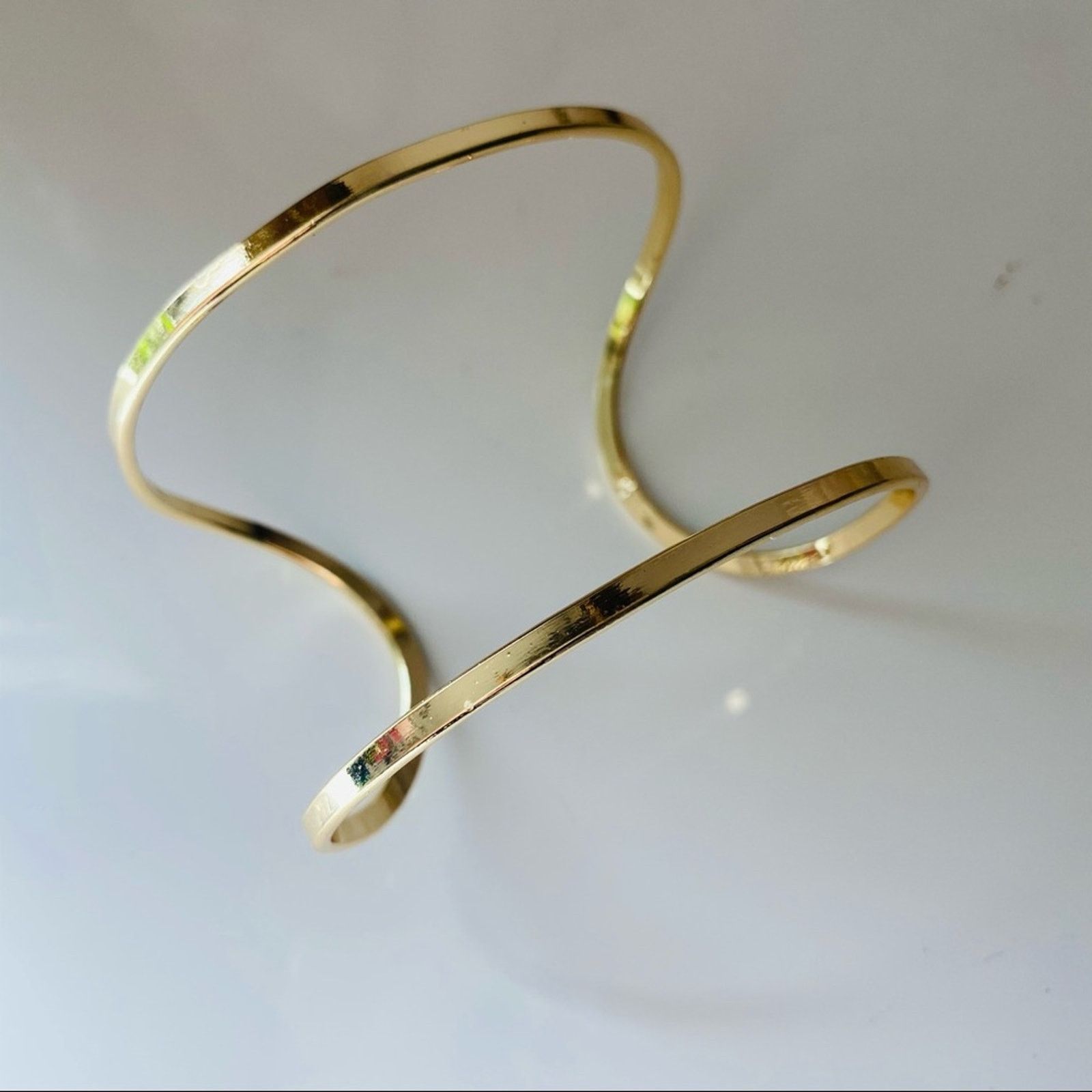 Nordstrom NEW NORDSTROM REVOLVE 14kt Gold Open Bangle Bracelet Cuff Size ONE SIZE - 6 Thumbnail