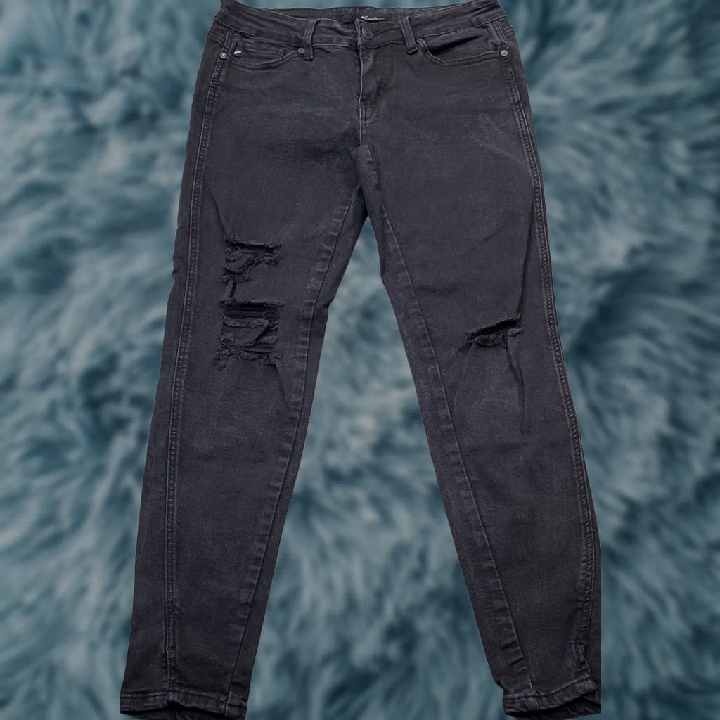 Vintage KanCan Skinny Jeans Women Size 28 Black Dark Wash 5-Pocket Design Distressed Denim Casual Womens Jeans Size 28" / US 6 / IT 42 - 1 Thumbnail