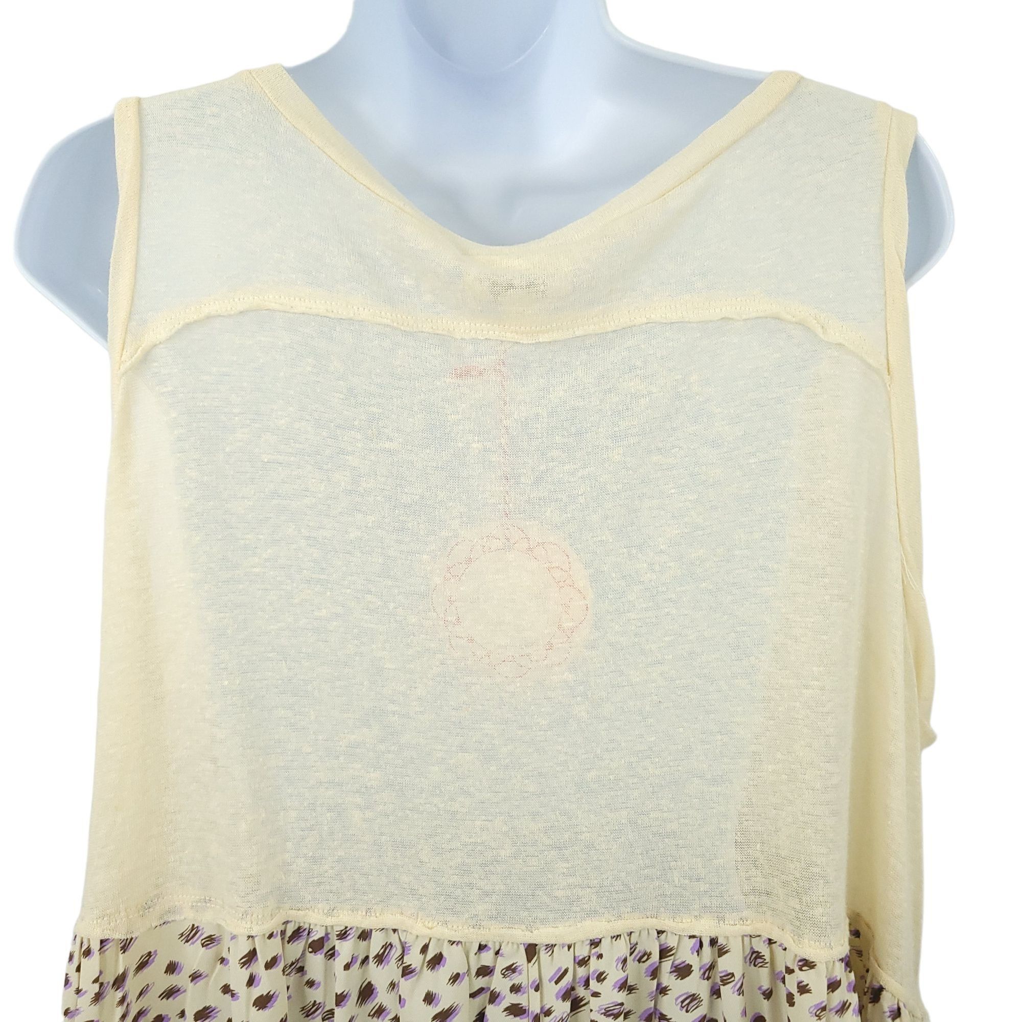 Other Umgee Boho Dress L Cream Sleeveless Leopard Print Animal Mix Size L / US 10 / IT 46 - 5 Thumbnail