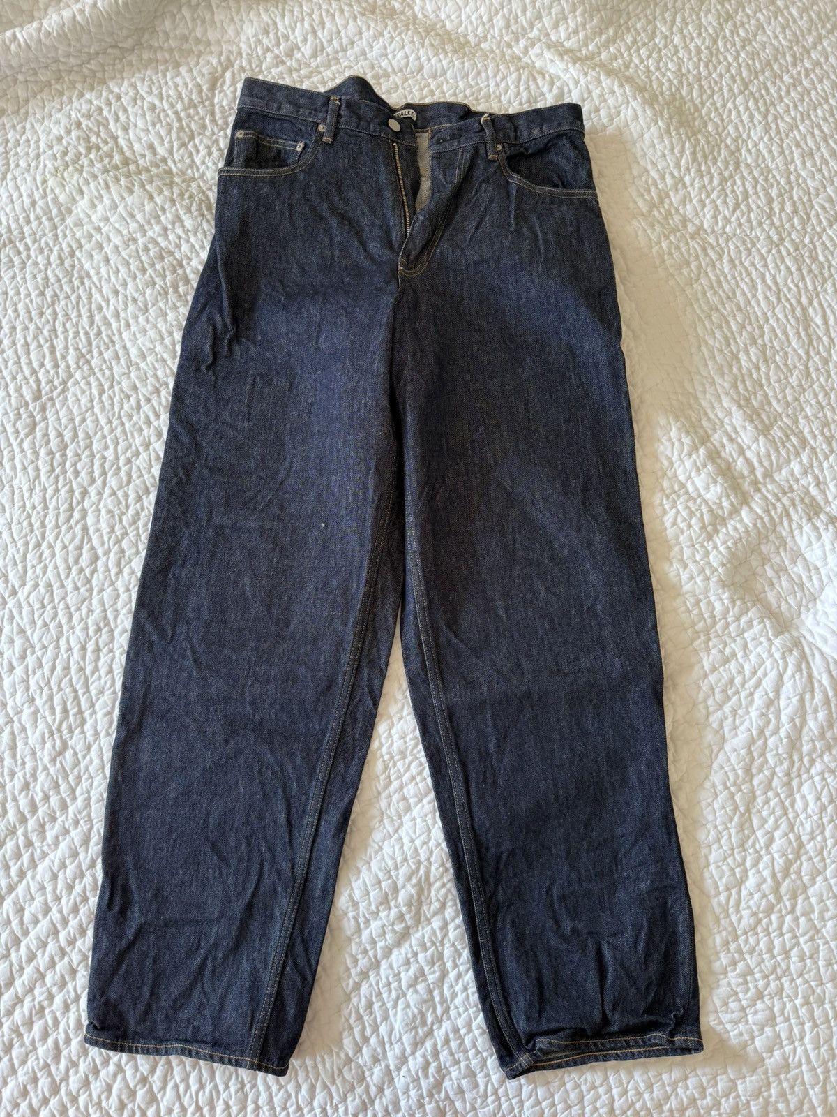 Pre-owned Auralee Raw Denim Jeans In Blue