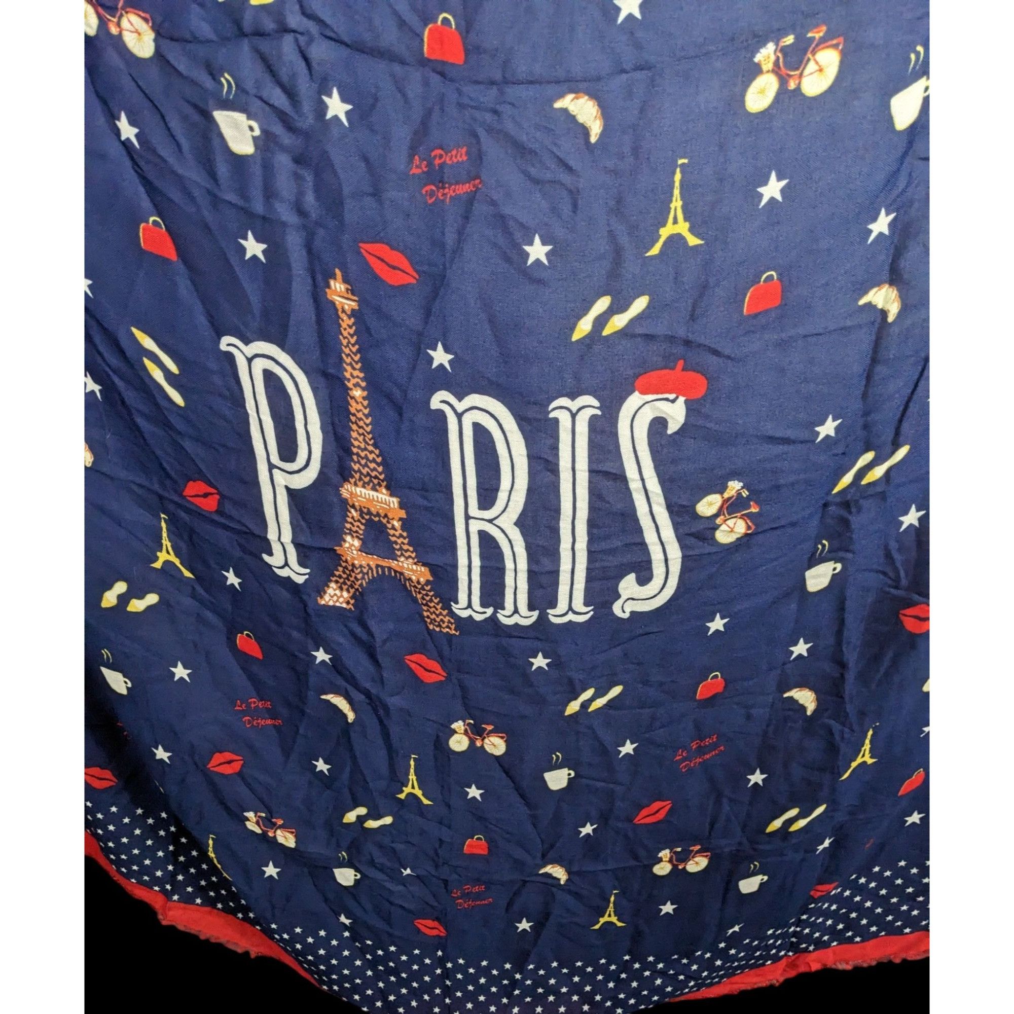 Talbots Talbots Paris-Themed Scarf With Eiffel Tower Print Navy Blue Size ONE SIZE - 8 Thumbnail