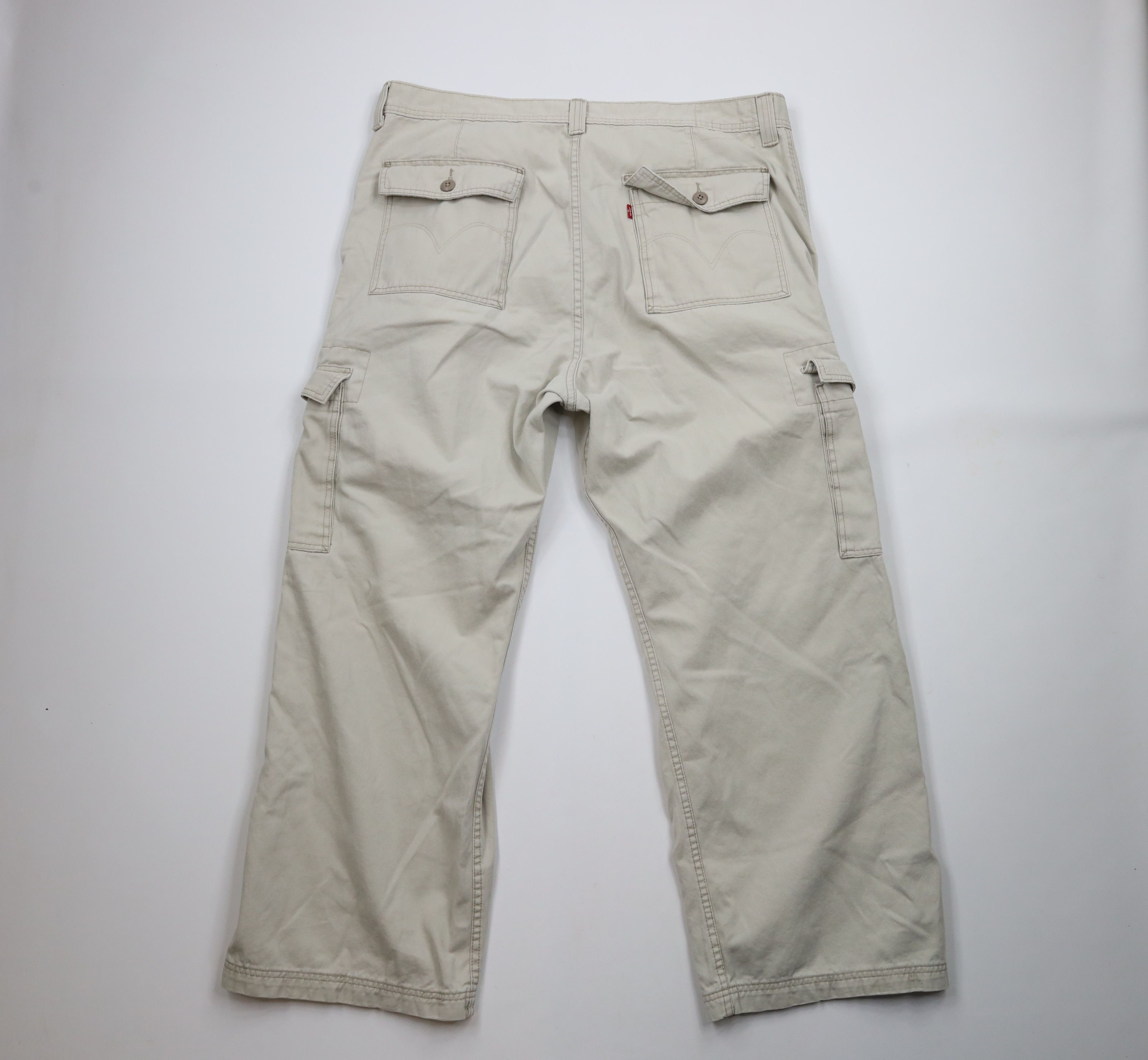 Levi's × Vintage Vintage Y2K Levis Loose Fit Wide Leg Cargo Chino Pants Beige Size US 42 / EU 58 - 10 Thumbnail