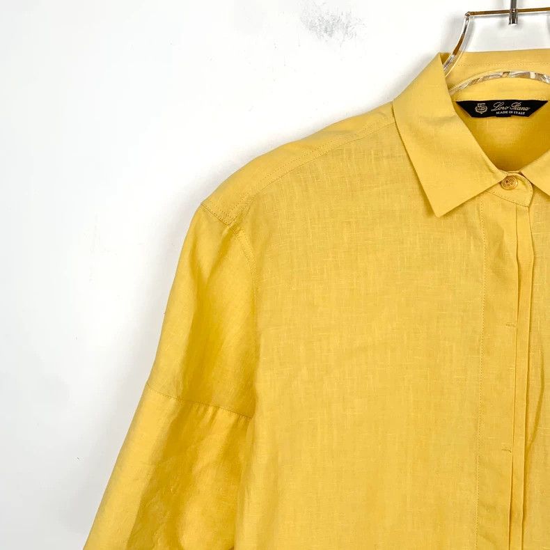 Other LORO PIANA Yellow linen collar single-breasted short-sleev Size S / US 4 / IT 40 - 3 Thumbnail