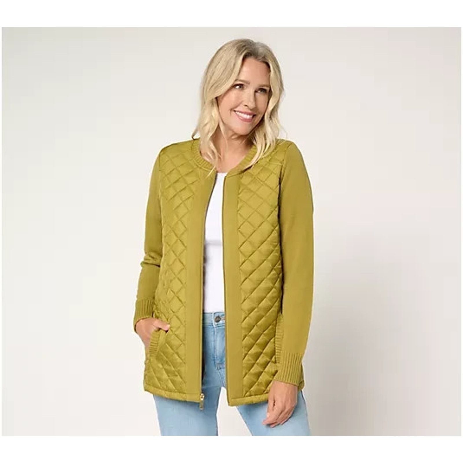 Denim & Co. Denim & Co. Heritage Quilted Zip Front Sweater 1X A619431 Size XL / US 12-14 / IT 48-50 - 1 Thumbnail