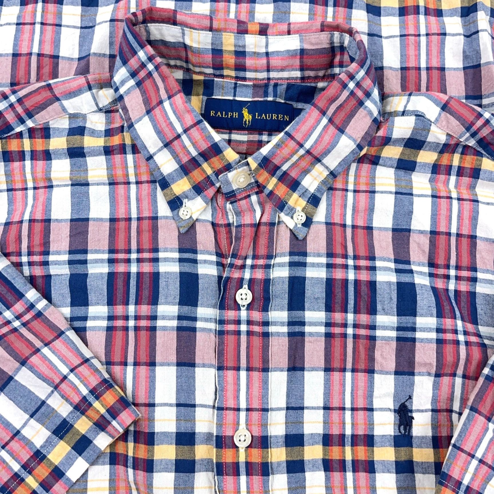 Ralph Lauren Ralph Lauren Shirt Men Large Plaid Button-Up Lightweight Cotton Camp Casual Branding Logo Blue Red (90s/Colorful/Preppy) Mens Size US L / EU 52-54 / 3 - 2 Thumbnail