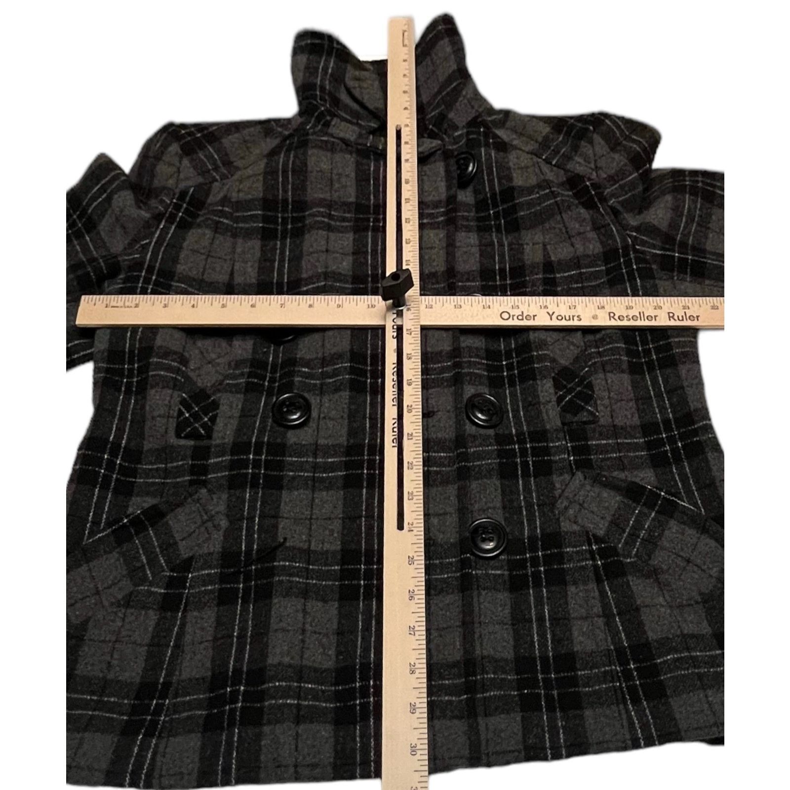 Other Giacca Women Plaid Wool Blend Peacoat Jacket Large Gray Coat Size L / US 10 / IT 46 - 8 Thumbnail