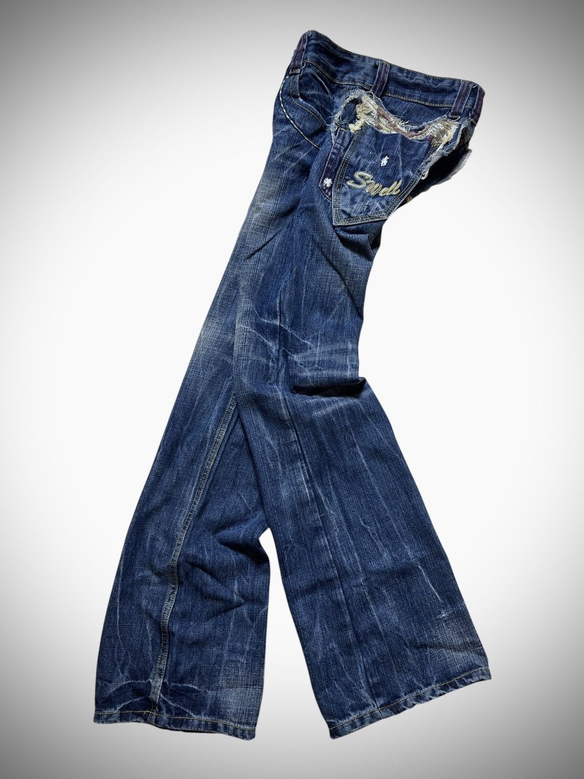 Japanese Brand 2000’s Swell Jeans - Embroidery Clawmark Flared Jeans Size US 29 - 5 Thumbnail