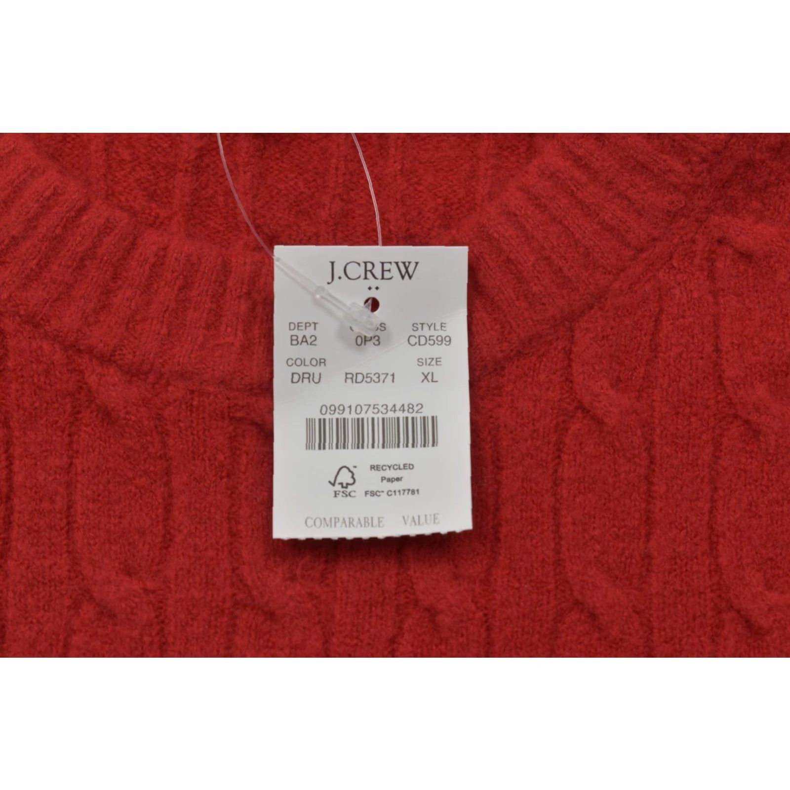 J.Crew J.Crew Sweater Crewneck Red XL Men's Extra-Soft Cable Knit Pullover NWT Size US XL / EU 56 / 4 - 6 Thumbnail