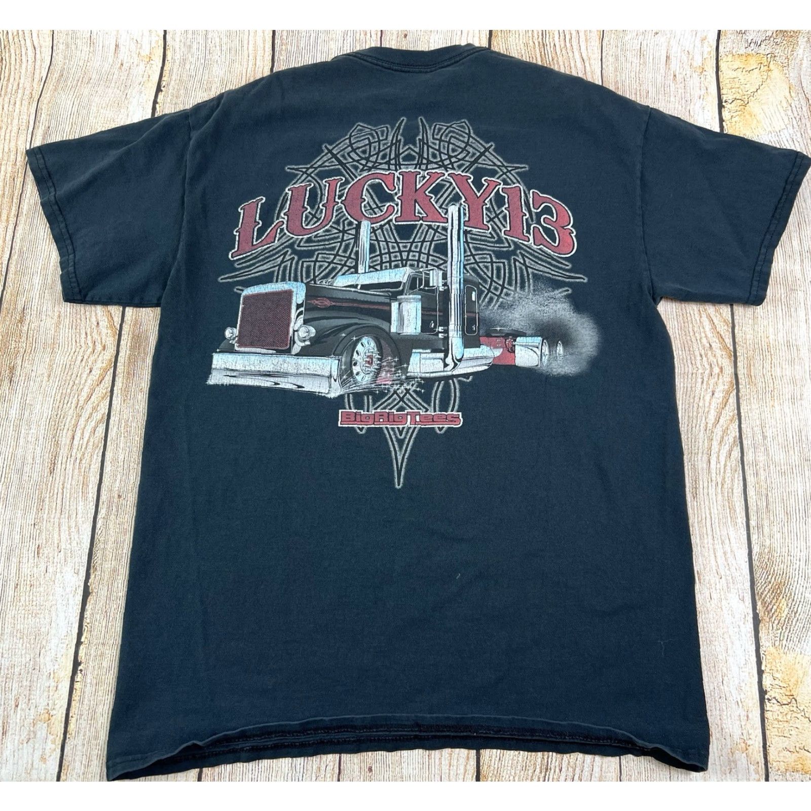 Vintage Lucky 13 T Shirt Distressed Faded Big Rig Trucks Size Medium Size US M / EU 48-50 / 2 - 2 Thumbnail