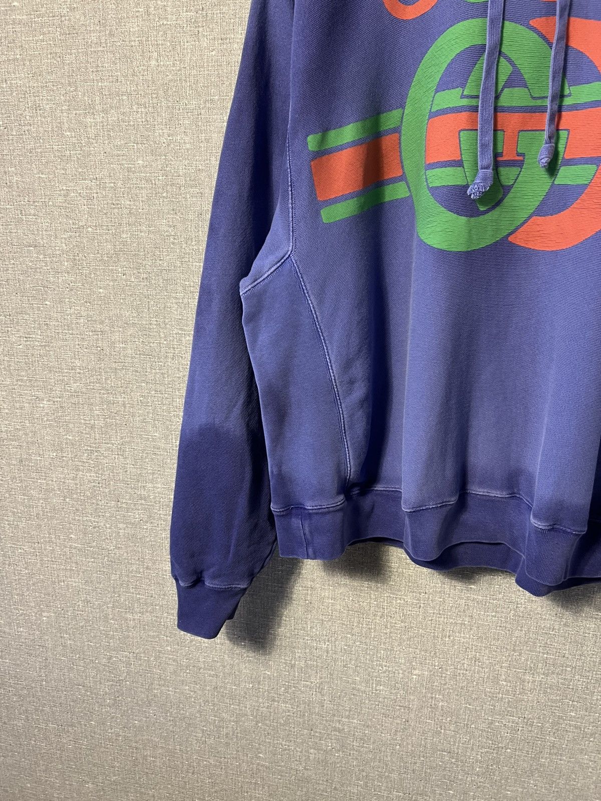 Gucci Gucci Blue Washed Effect Knit Interlocking GG Print Hoodie Size US M / EU 48-50 / 2 - 4 Thumbnail