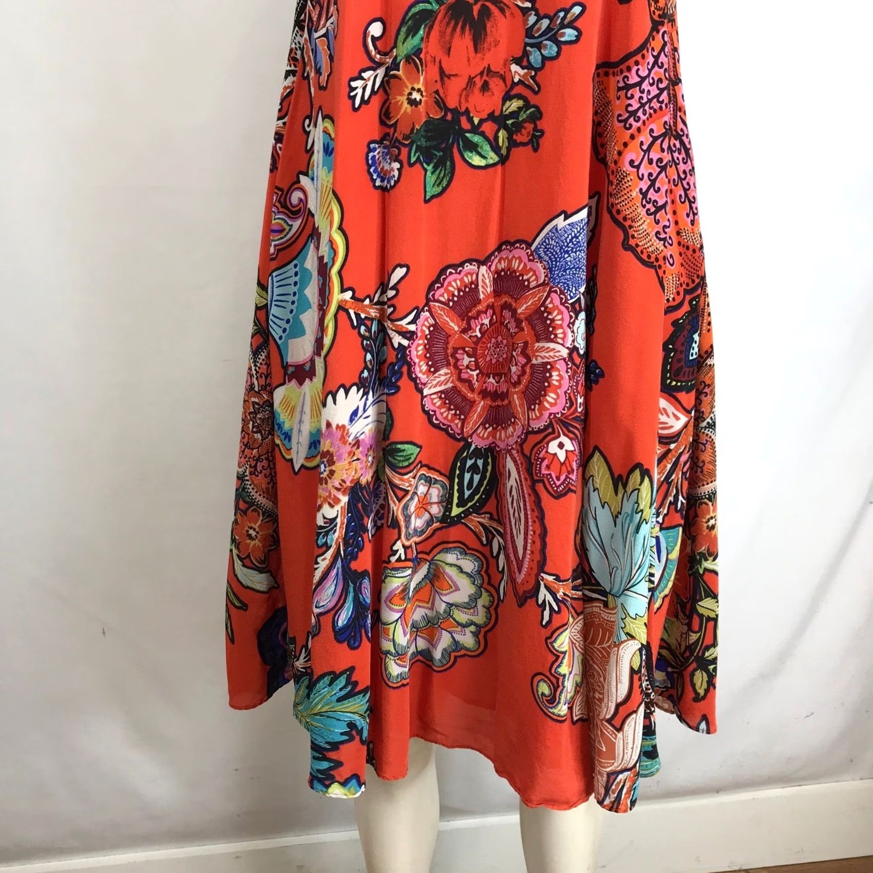 Vintage VINTAGE? (note: original not vintage) Marve Orange Floral Sleeveless Mock Neck A-Line Midi Dress XXS Size XXS / US 00 / IT 34 - 3 Thumbnail