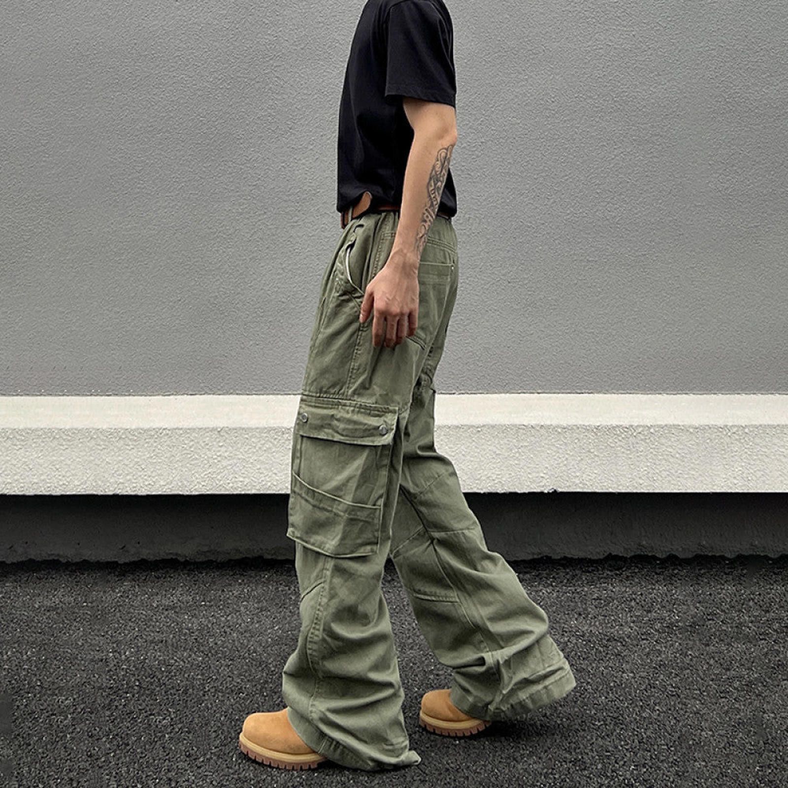 Japanese Brand Olive Cargo Stacked Flared Pants, Wide Leg Pants Size US 30 / EU 46 - 4 Thumbnail