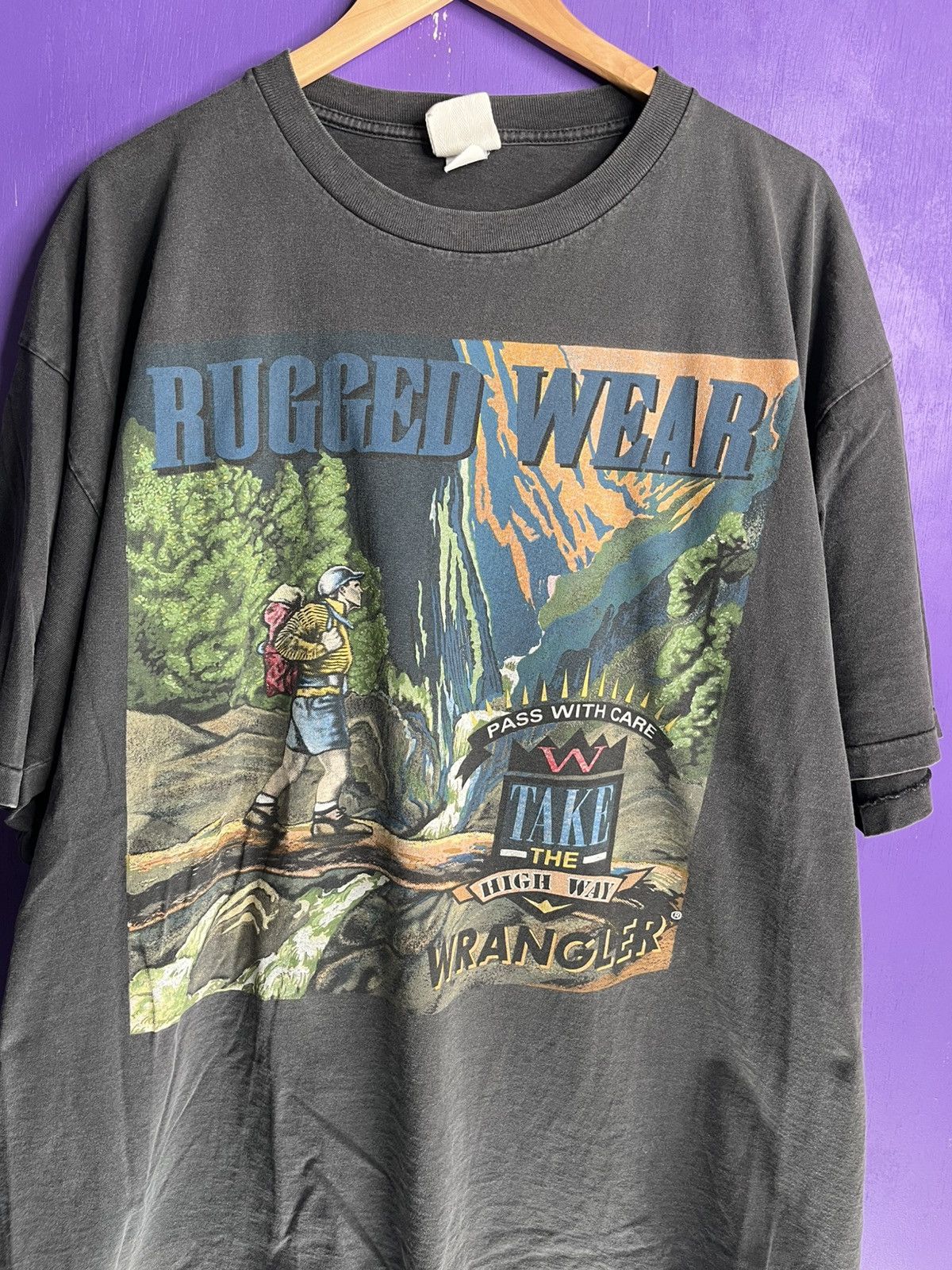 Vintage × Wrangler Vintage 90s Wrangler rugged wear faded t-shirt Size US XXL / EU 58 / 5 - 3 Thumbnail