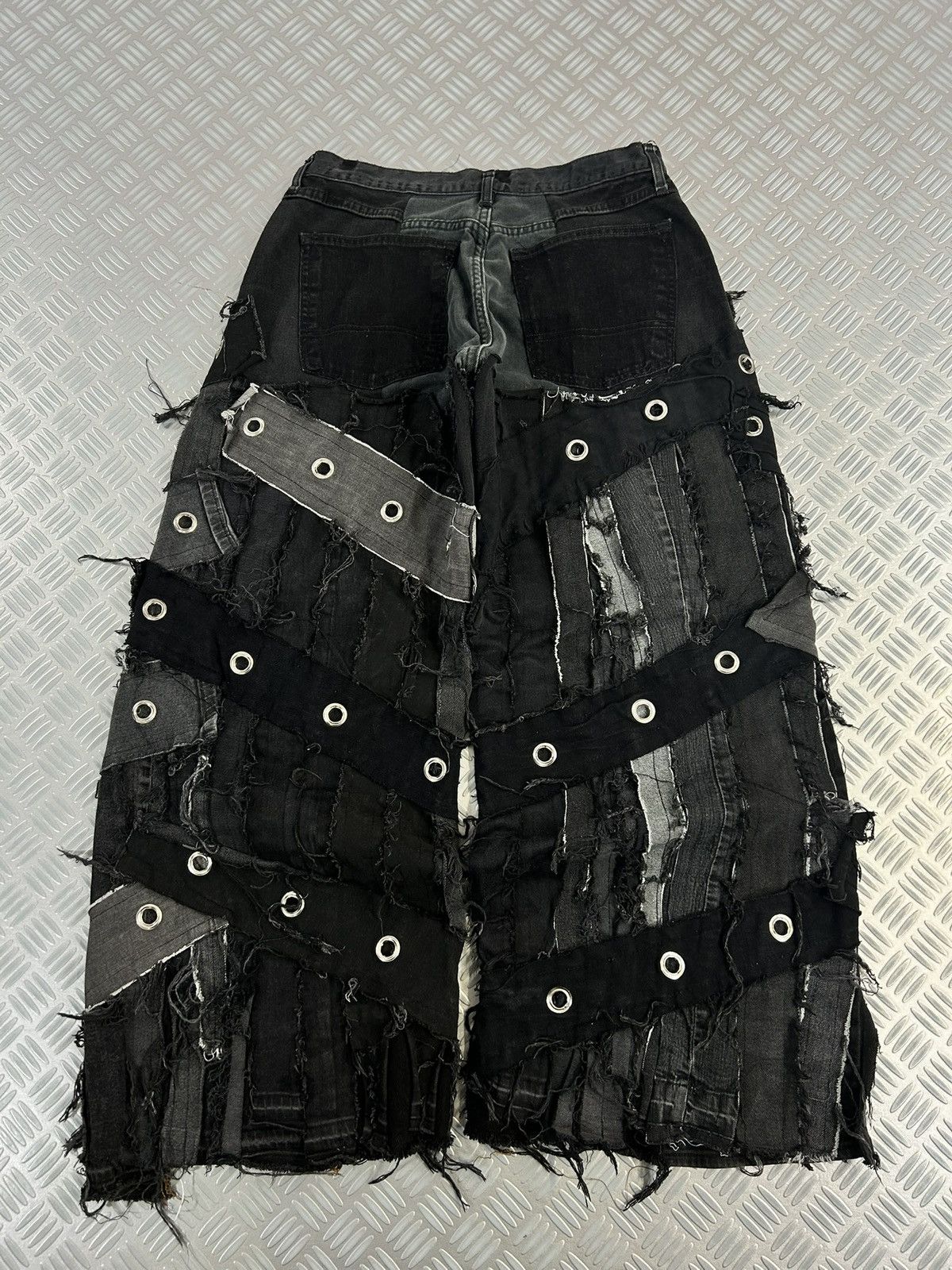 Designer Custom baggy jeans handmade distressed patchwork opium punk Size US 32 / EU 48 - 9 Thumbnail