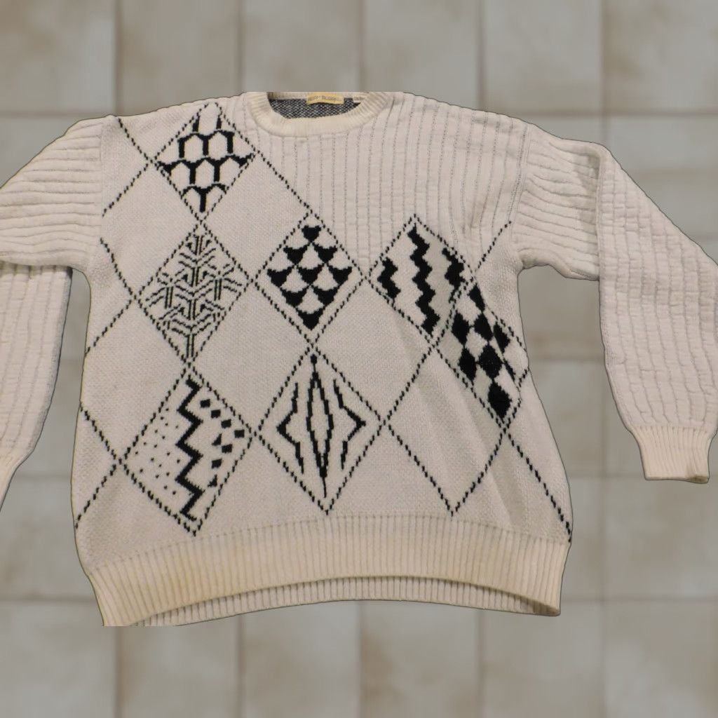 Vintage Adam Sloane Mens Sweater Large Beige Crewneck Pullover Knit" Size US L / EU 52-54 / 3 - 1 Thumbnail