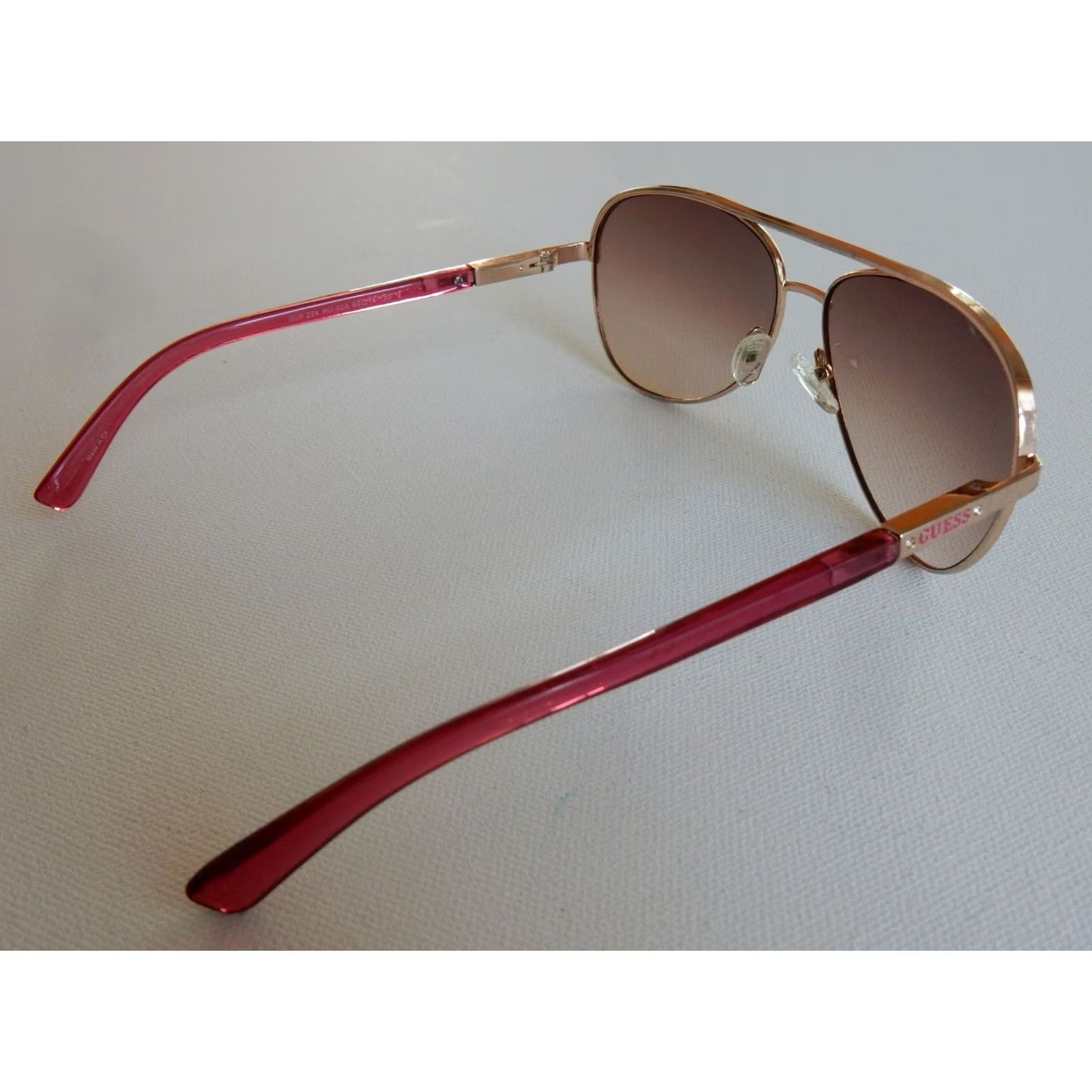 Guess VINTAGE GUESS Sunglasses Aviator Women Pink & Gold UV 60[]14 130 RO-62A Size ONE SIZE - 3 Thumbnail