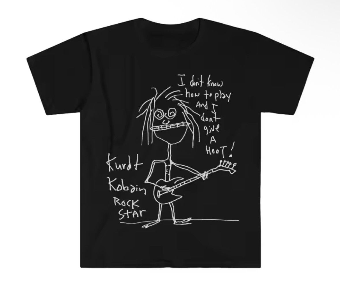 Japanese Brand Street Creative Rock Kurt Cobain Hand Draw Print T-Shirt Size US L / EU 52-54 / 3 - 1 Thumbnail